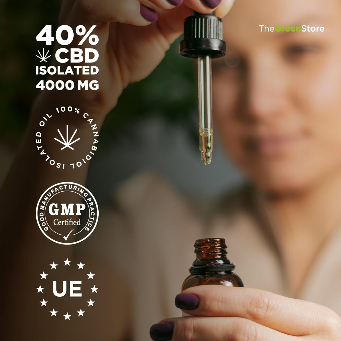 The Green Store | CBD-Öl 40 % Isolat | Maximale Stärke | Maximale Reinheit | 4000 mg | 0 % THC | Bio und im Labor getestet | CPNP-zertifiziert