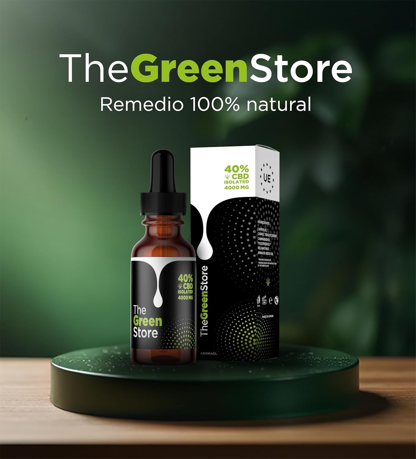 The Green Store | CBD-Öl 40 % Isolat | Maximale Stärke | Maximale Reinheit | 4000 mg | 0 % THC | Bio und im Labor getestet | CPNP-zertifiziert