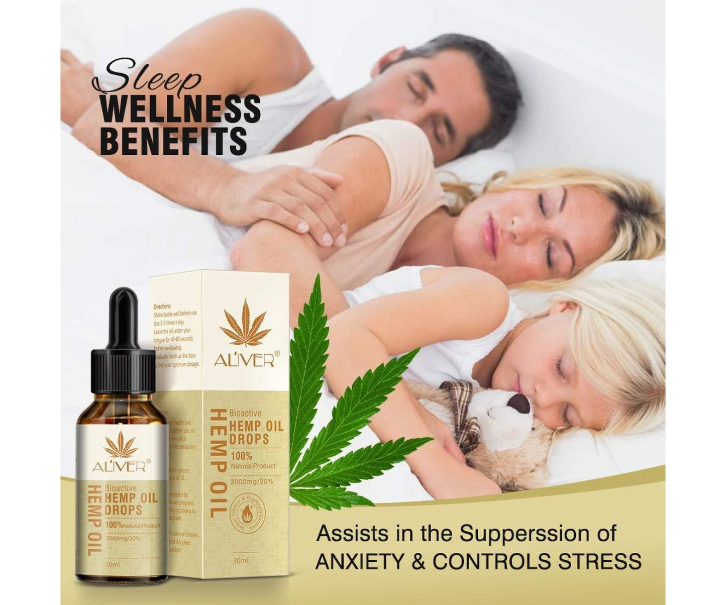 Hanf und Hemp - Aliver 2er Pack Organisches Hanföl 30% 3000mg -2x 30ml