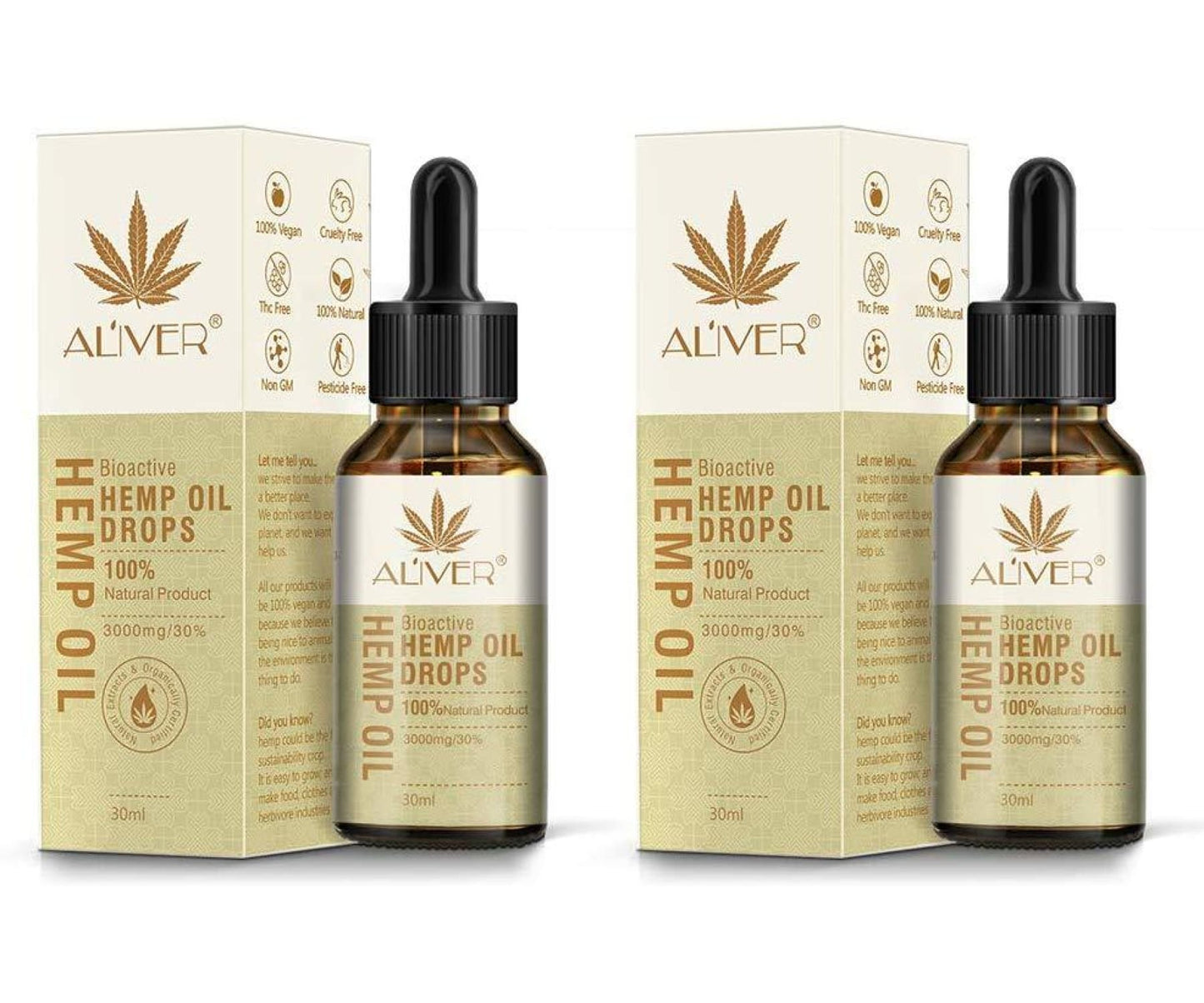 Hanf und Hemp - Aliver 2er Pack Organisches Hanföl 30% 3000mg -2x 30ml