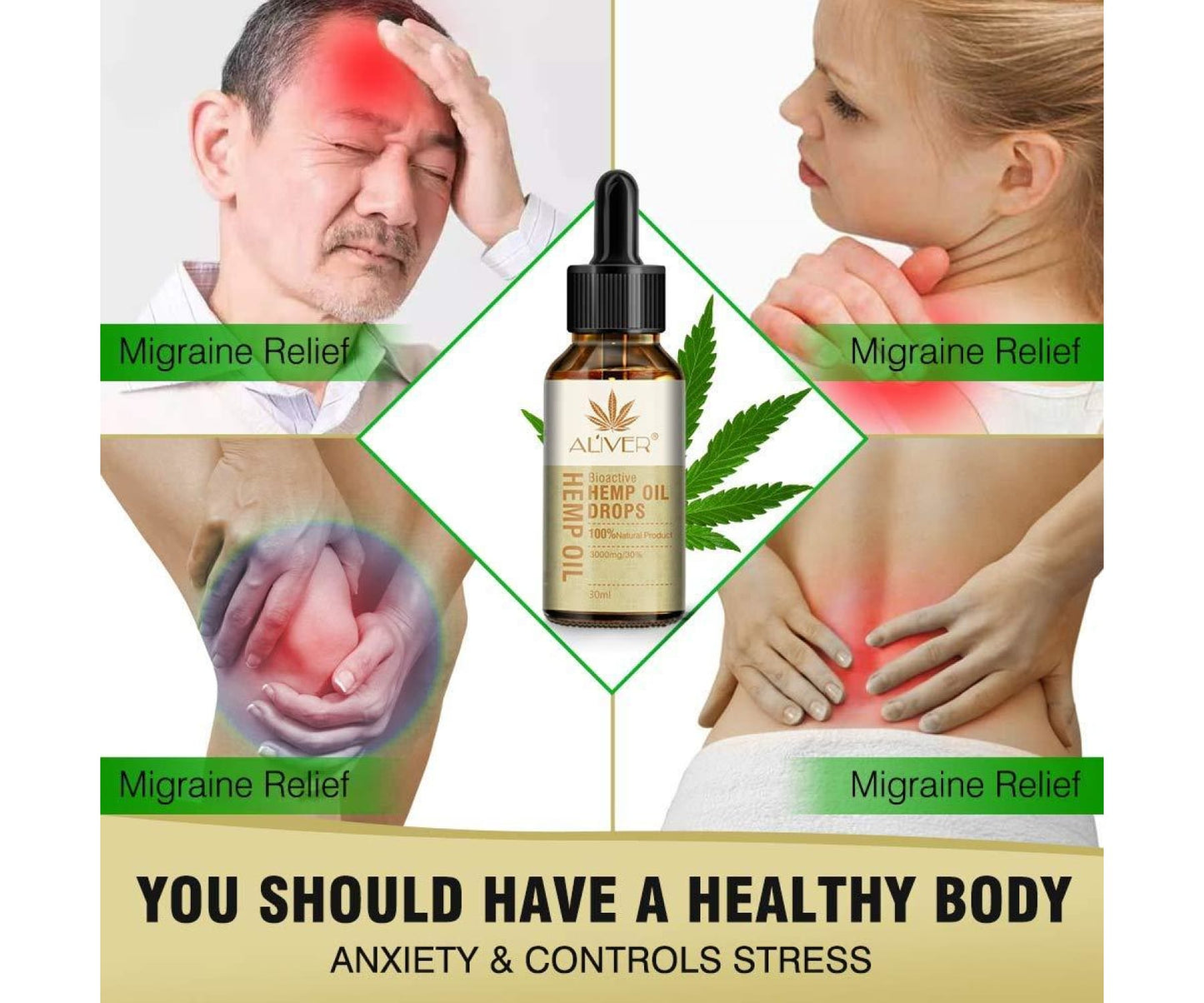 Hanf und Hemp - Aliver 2er Pack Organisches Hanföl 30% 3000mg -2x 30ml