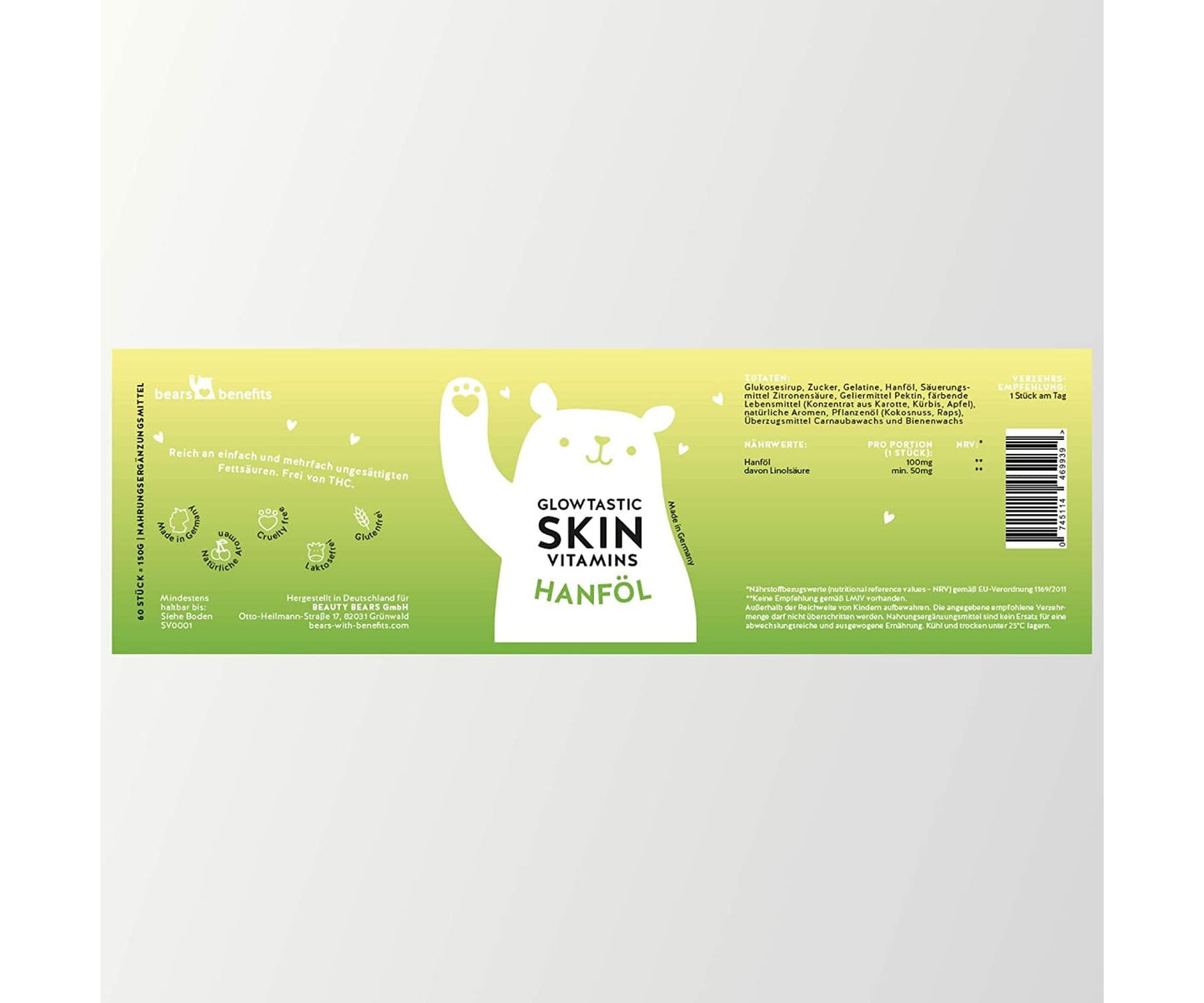 Hanf und Hemp - Bears with Vitamins Glowtastic Skin Vitamins Hanföl 30 St. Gummibärchen à 100mg