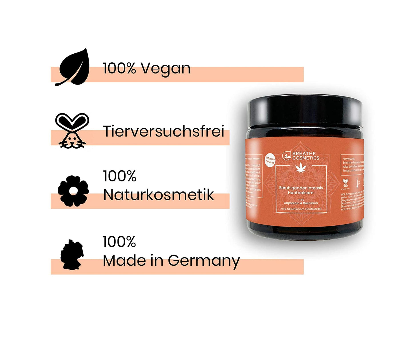Brand: Breathe Cosmetics - Beruhigender Hanfbalsam - Gelenke und Muskeln 50ml mit Capsaicin