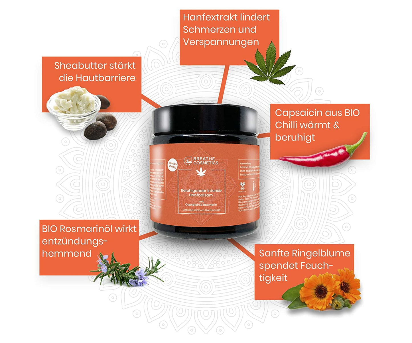 Brand: Breathe Cosmetics - Beruhigender Hanfbalsam - Gelenke und Muskeln 50ml mit Capsaicin