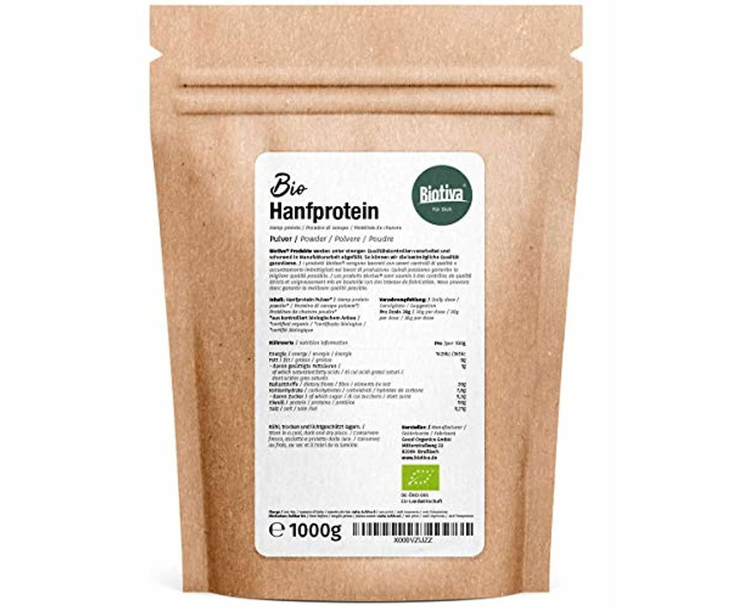 Hanf und Hemp - BIO Hanfprotein Pulver - 1kg 50% Proteingehalt - Fitness - Supplement - Muskelaufbau