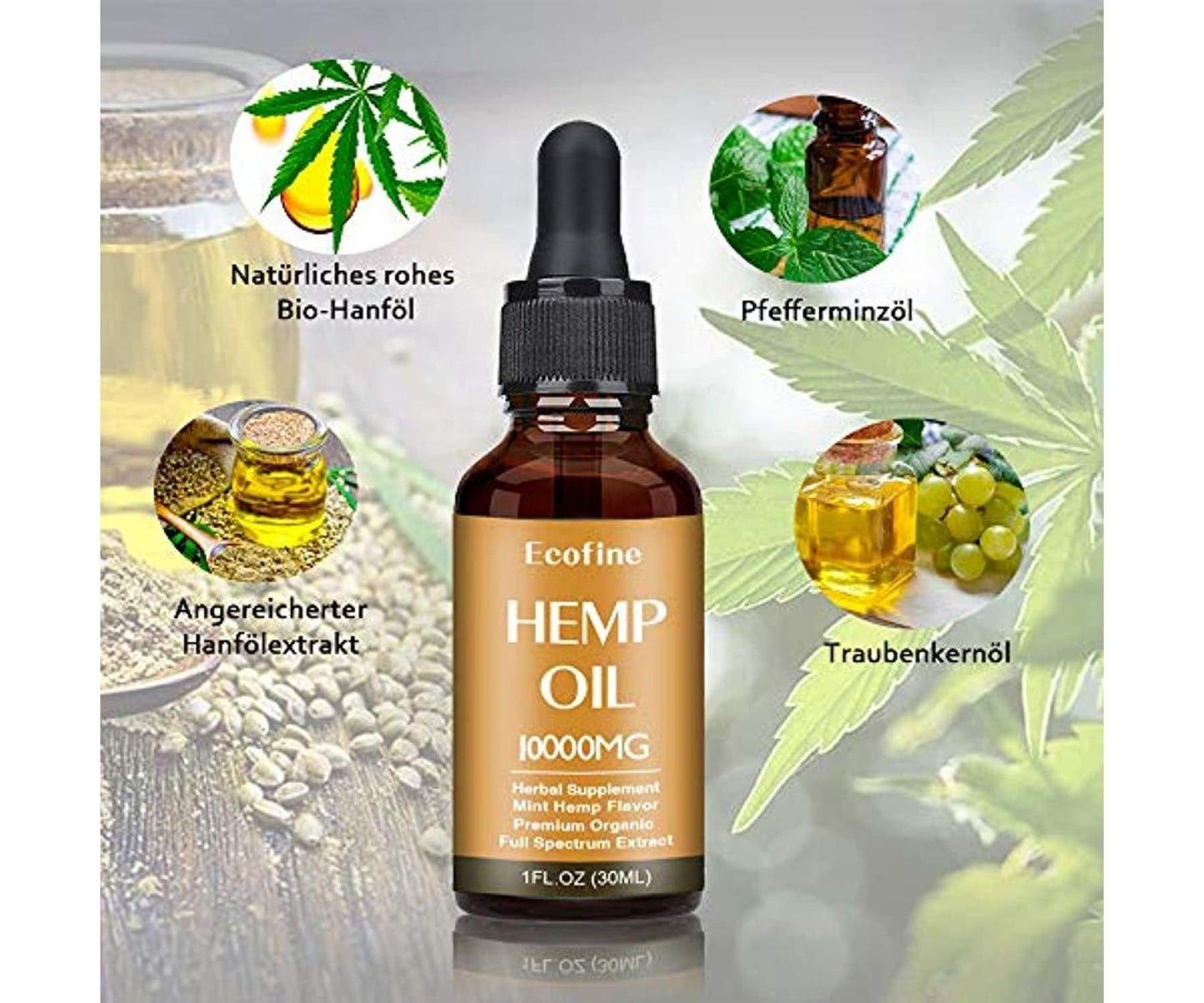 Hanf und Hemp - EcofineHemp - 50% (30ml) - 100% Natürlich - Schmerzen/Stress
