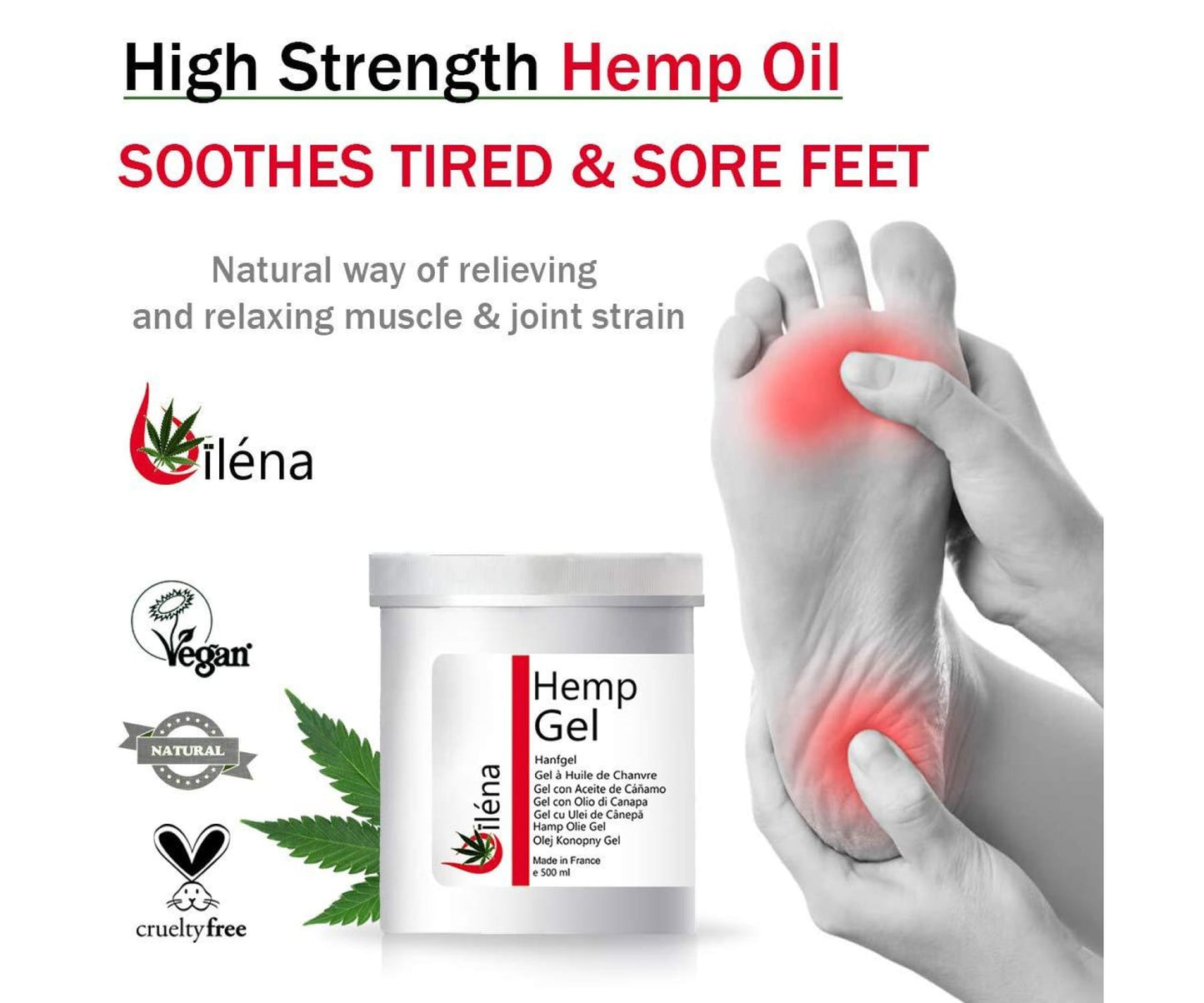 Hanf&Hemp - Hanf Gel Natürliche Schmerzlinderung - Muskeln - Haut - 500 ml