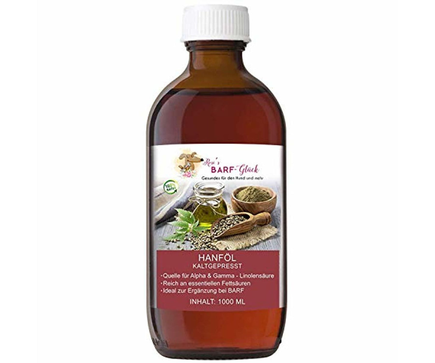 Hanf&Hemp - Hanföl für Hunde kaltgepresst 1 Liter Ideal bei BarfFütterung - Naturprodukt