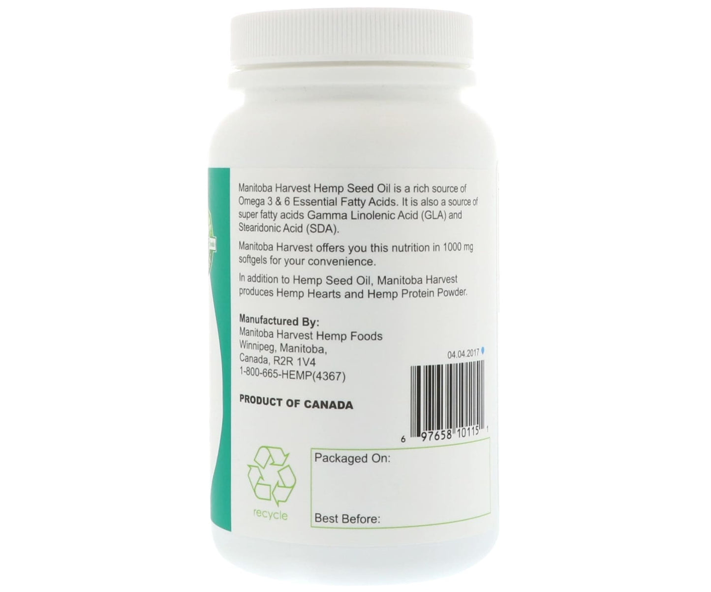 Hanf und Hemp - Manitoba Harvest Hanföl - 1000 mg 120 Softgelkapseln