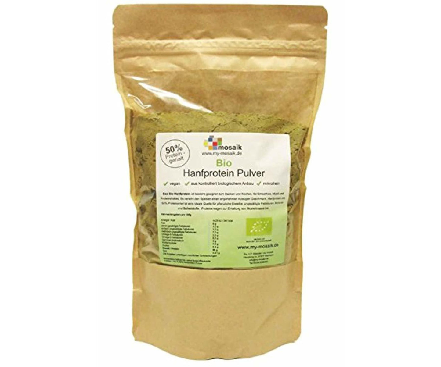 my-mosaik - my-mosaik Bio Hanfprotein 50% Eiweiß - 500g - Muskelaufbau und Energiezufuhr