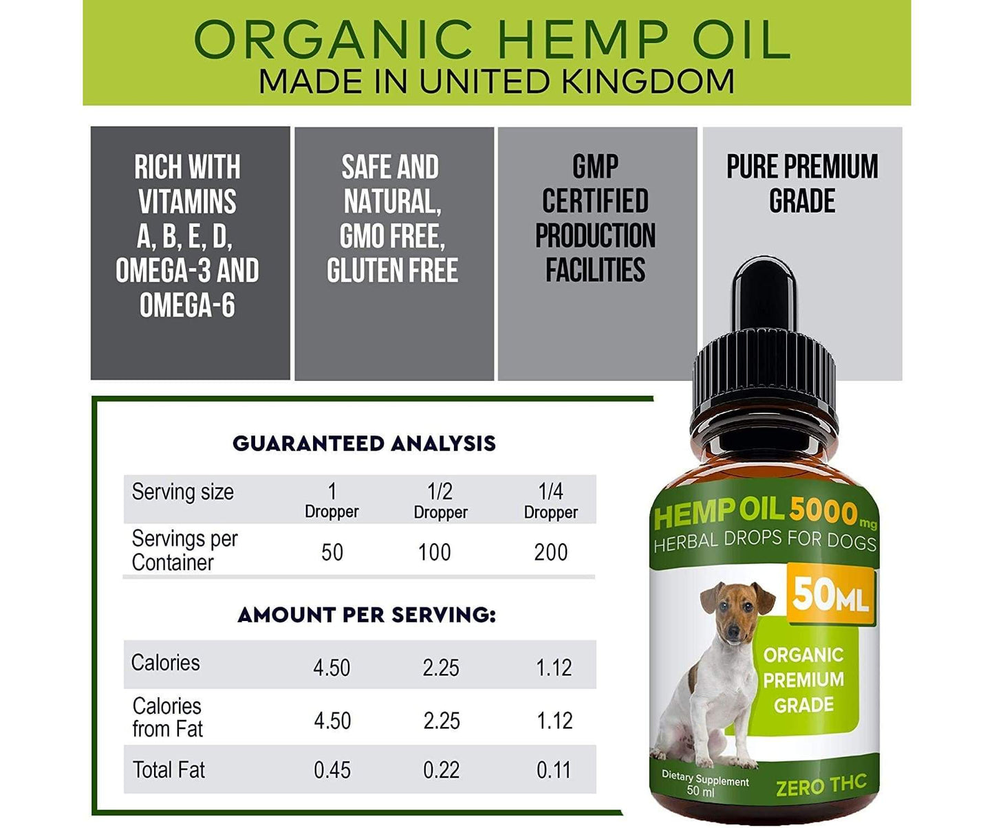 Hanf und Hemp - Pawesome Hanföl - 50ml - 5000 MG für Haustiere