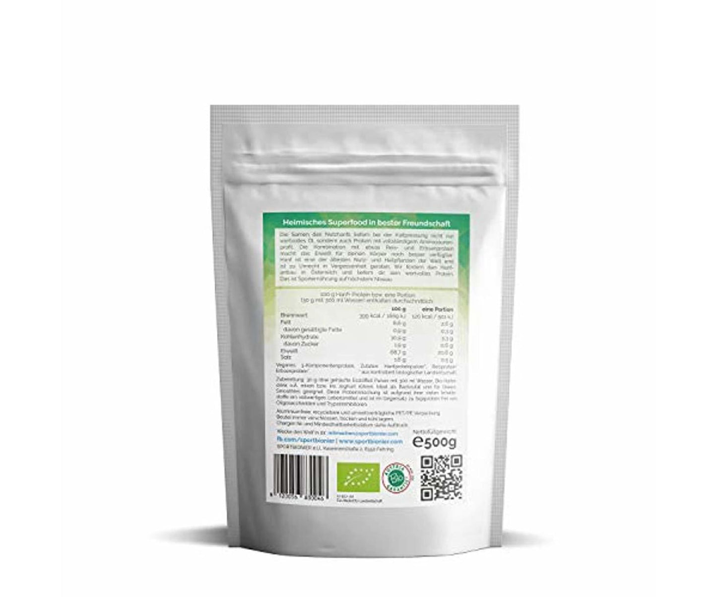 SPORTBIONIER - SPORTBIONIER Bio Vegan Protein Hanf - 500g - Pflanzliches Eiweiß - Muskelaufbau - Fitness Superfood