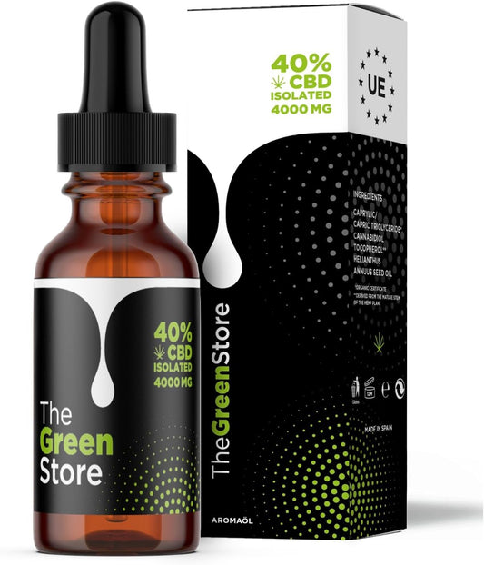 The Green Store | CBD-Öl 40 % Isolat | Maximale Stärke | Maximale Reinheit | 4000 mg | 0 % THC | Bio und im Labor getestet | CPNP-zertifiziert