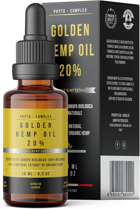 HEMP PHYTOMEDICAL Golden Hemp Oil 20% Hochkonzentriertes natürliches und reines Hanföl (200 mg/ml) ohne Chemikalien