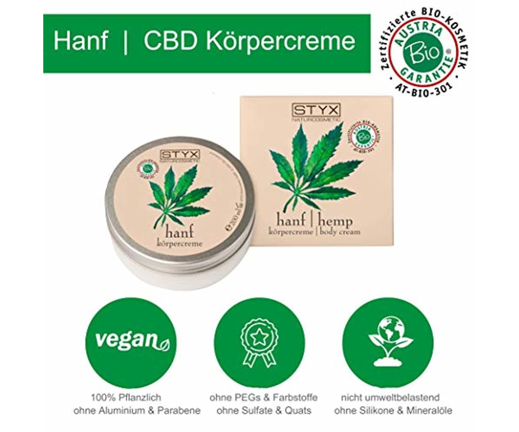 Hanf&Hemp - BIO Hanf SALBE 200ml Natur CBD Creme hochdosiert mit Bio-Hanföl