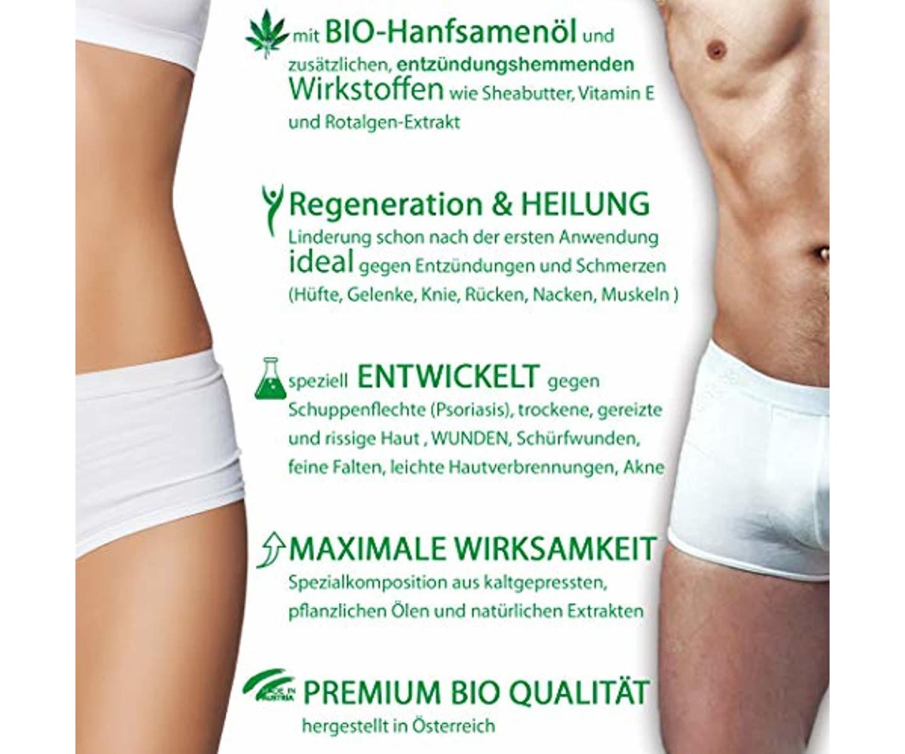 Hanf&Hemp - BIO Hanf SALBE 200ml Natur CBD Creme hochdosiert mit Bio-Hanföl