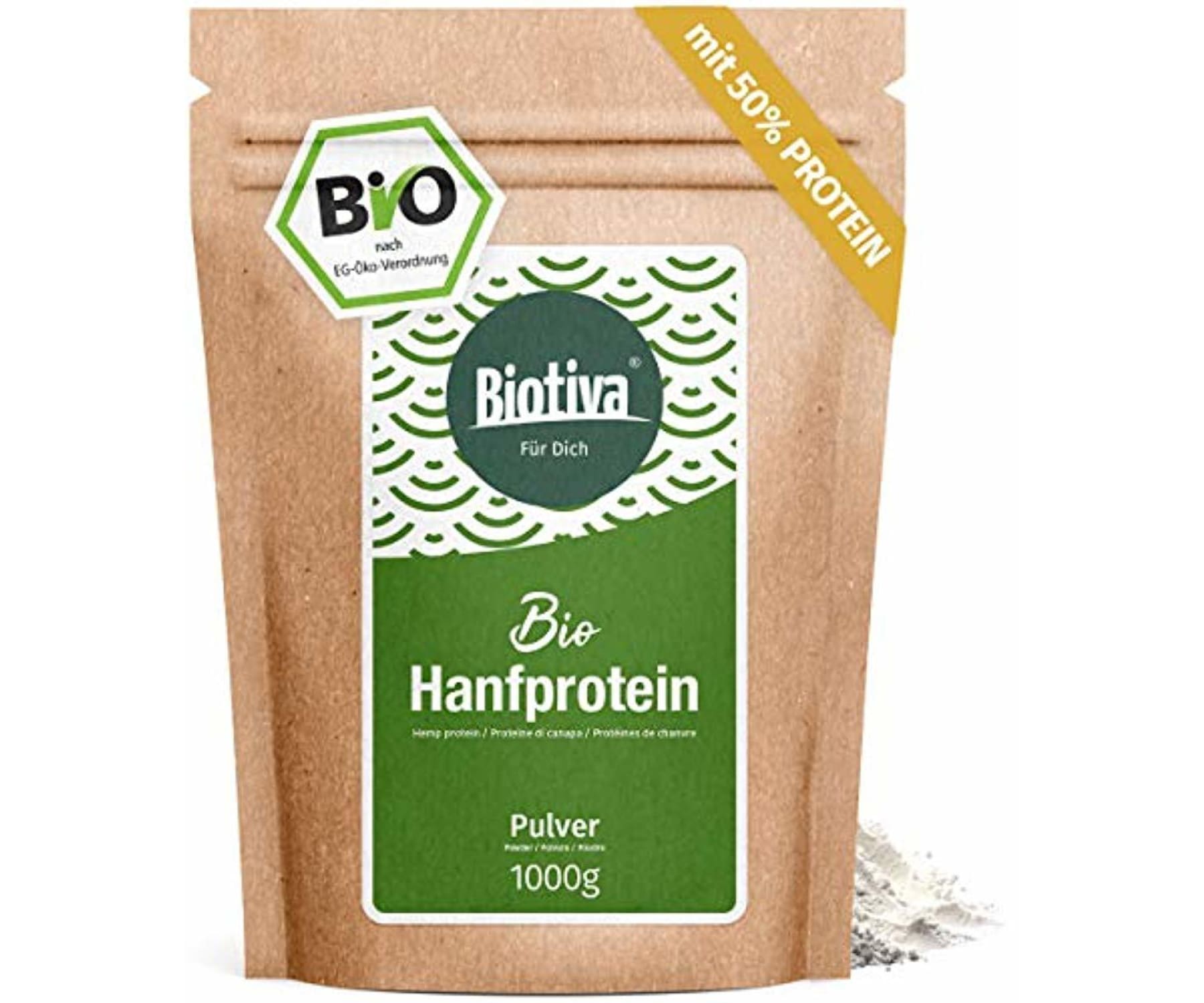 Hanf und Hemp - BIO Hanfprotein Pulver - 1kg 50% Proteingehalt - Fitness - Supplement - Muskelaufbau