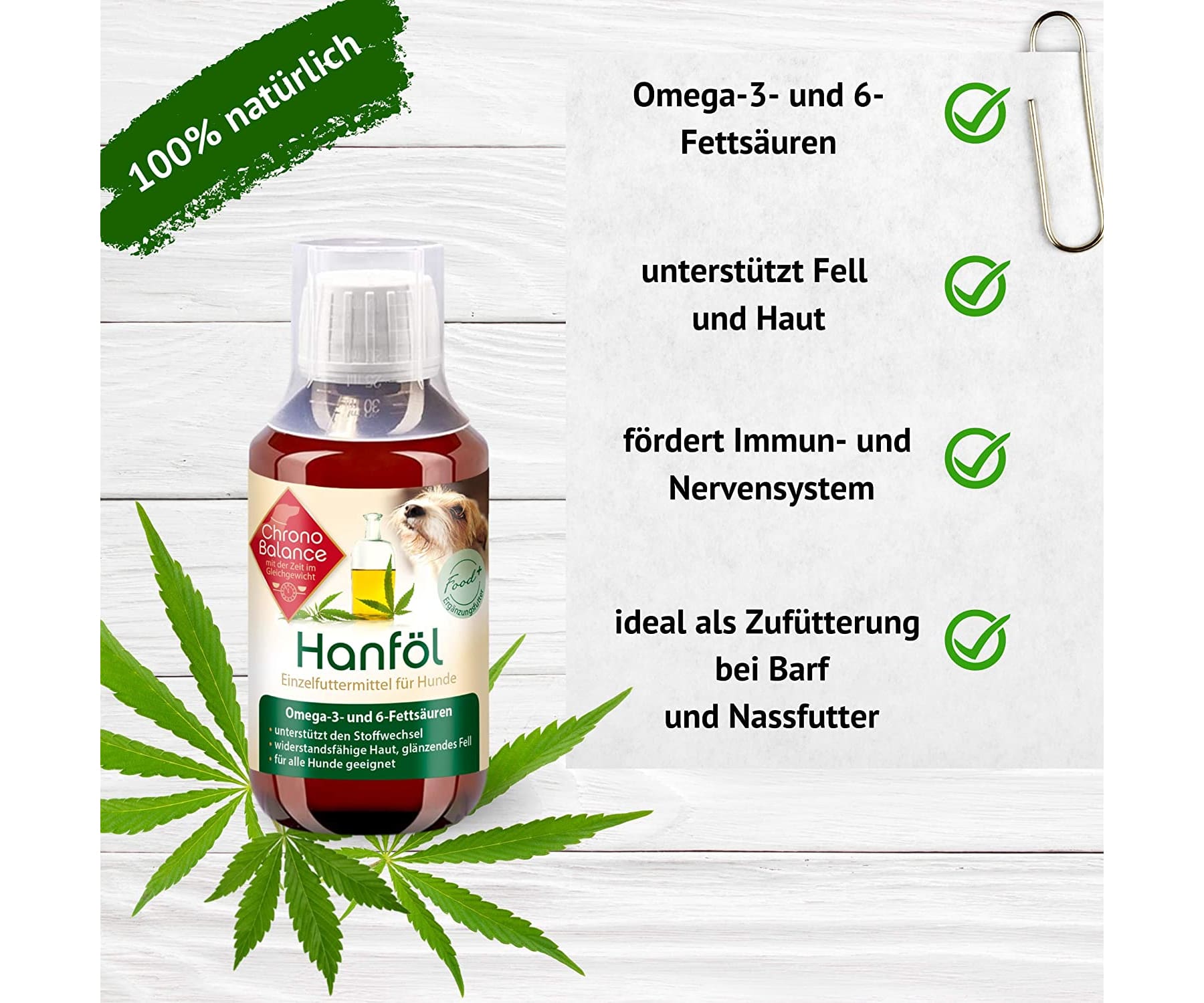 ChronoBalance - ChronoBalance Hanföl für Hunde - 100% Rein und Natürlich 100ml