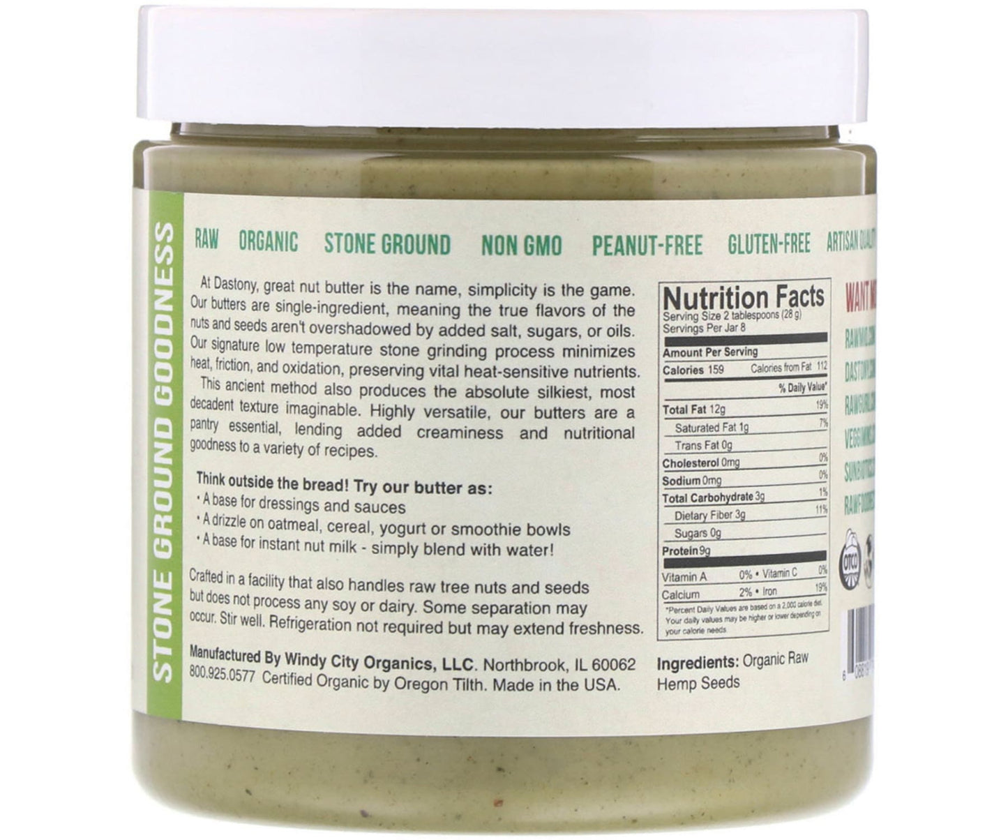 Hanf und Hemp - Dastony 100% Bio Hanfsamen Butter - 227g