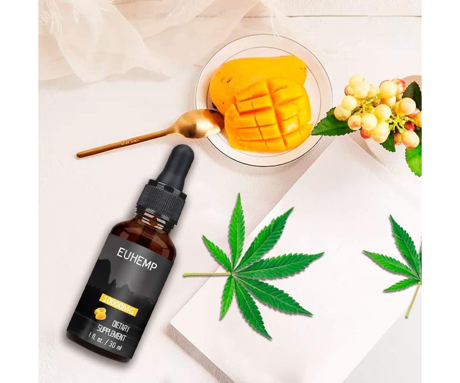 Hanf und Hemp - EUHEMP Hanföl Naturöl - 10000mg (30ml) - Hanfextrakt mit Mango Geschmack