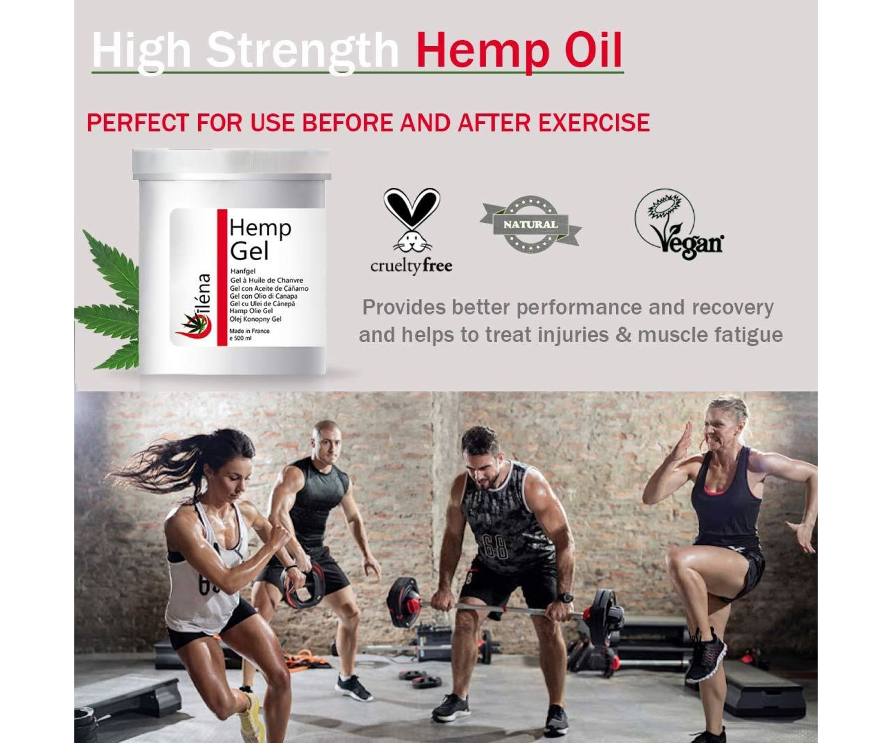 Hanf&Hemp - Hanf Gel Natürliche Schmerzlinderung - Muskeln - Haut - 500 ml