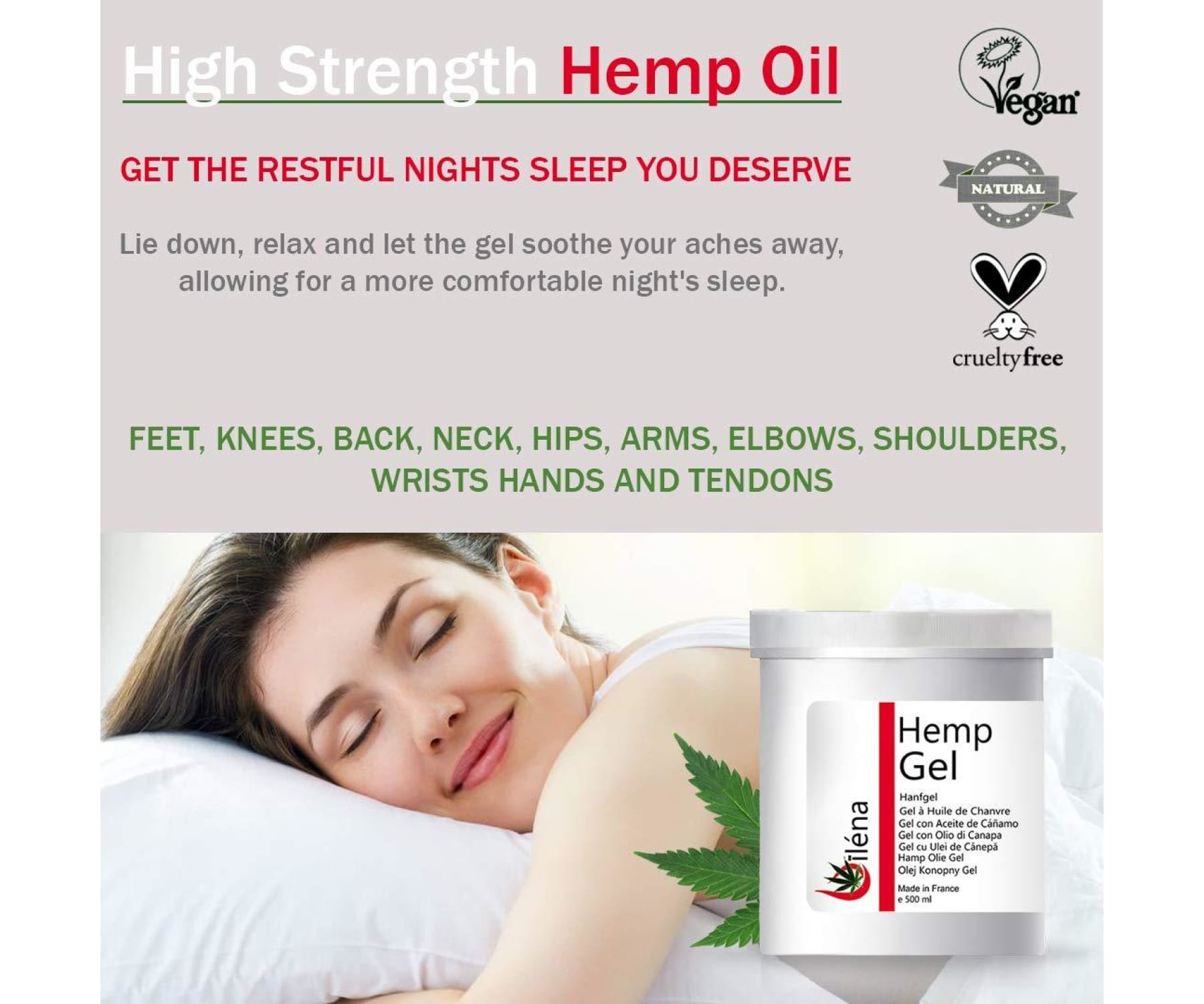 Hanf&Hemp - Hanf Gel Natürliche Schmerzlinderung - Muskeln - Haut - 500 ml