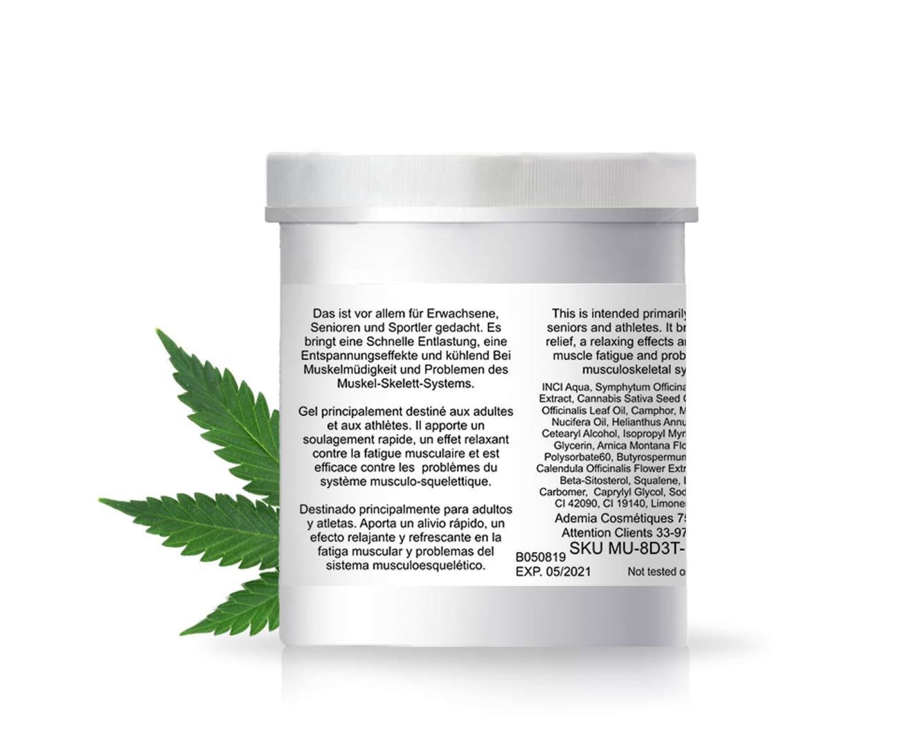 Hanf&Hemp - Hanf Gel Natürliche Schmerzlinderung - Muskeln - Haut - 500 ml