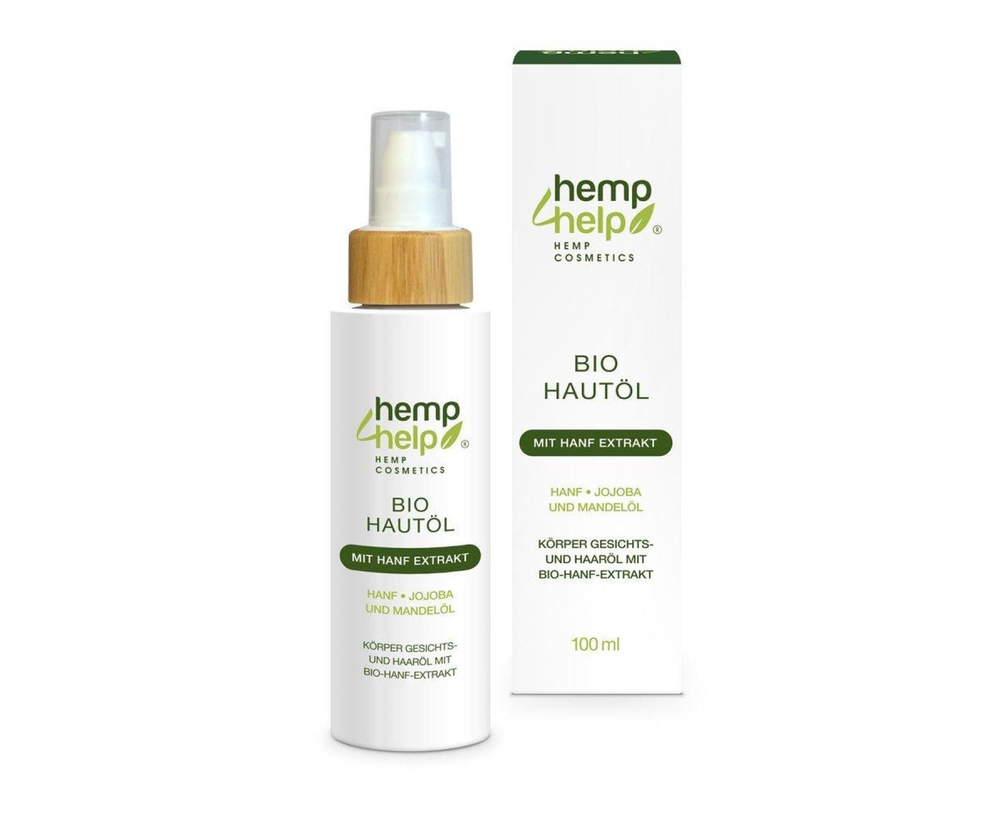 Hanf&Hemp - Hanf Haut Öl mit Jojoba-Öl und Mandel-Öl - Hemp 4 Help BIO 100 ml