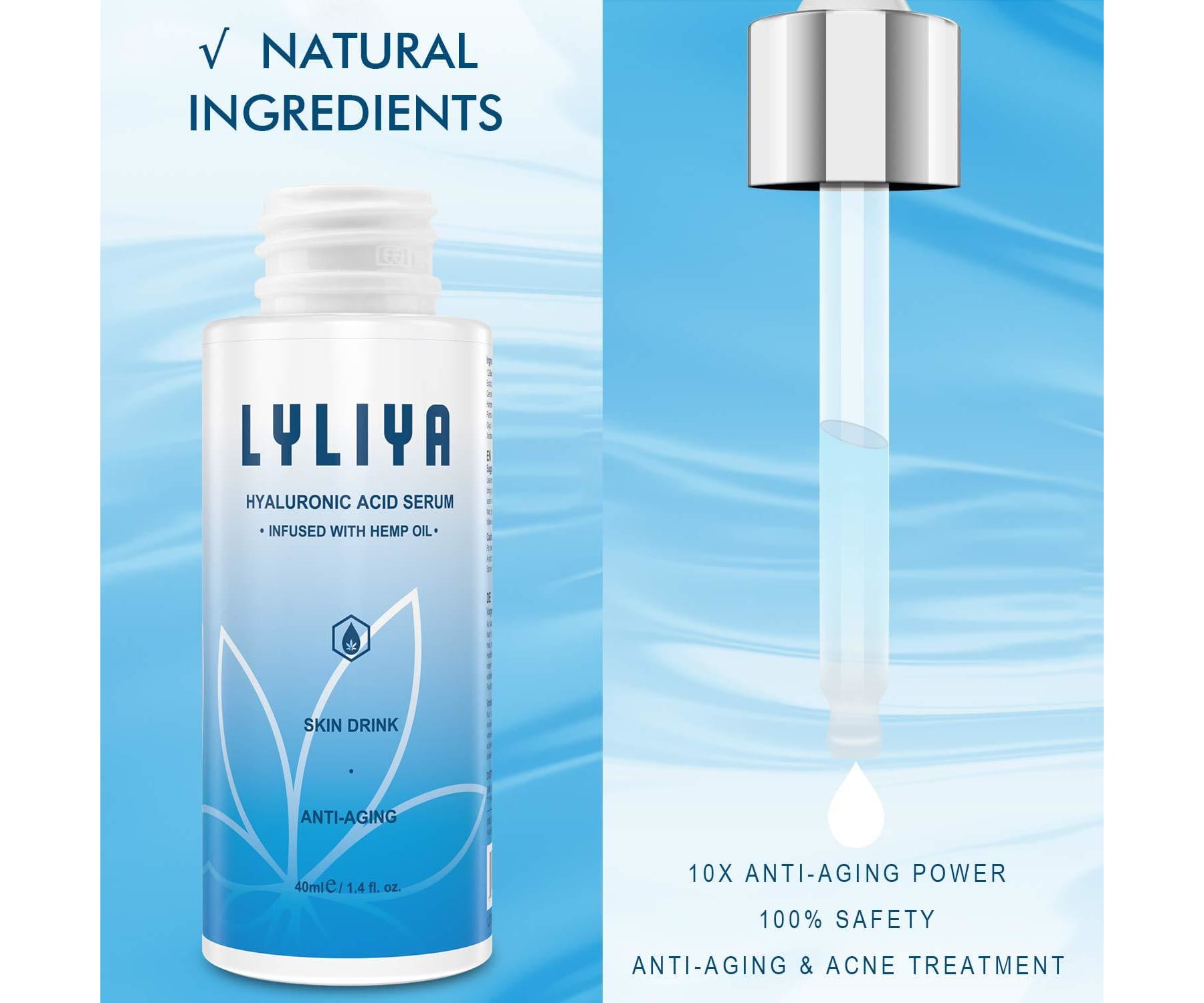Marke: LYLIYA - Hanf + Hyaluronsäure 40ml - Anti Aging Serum