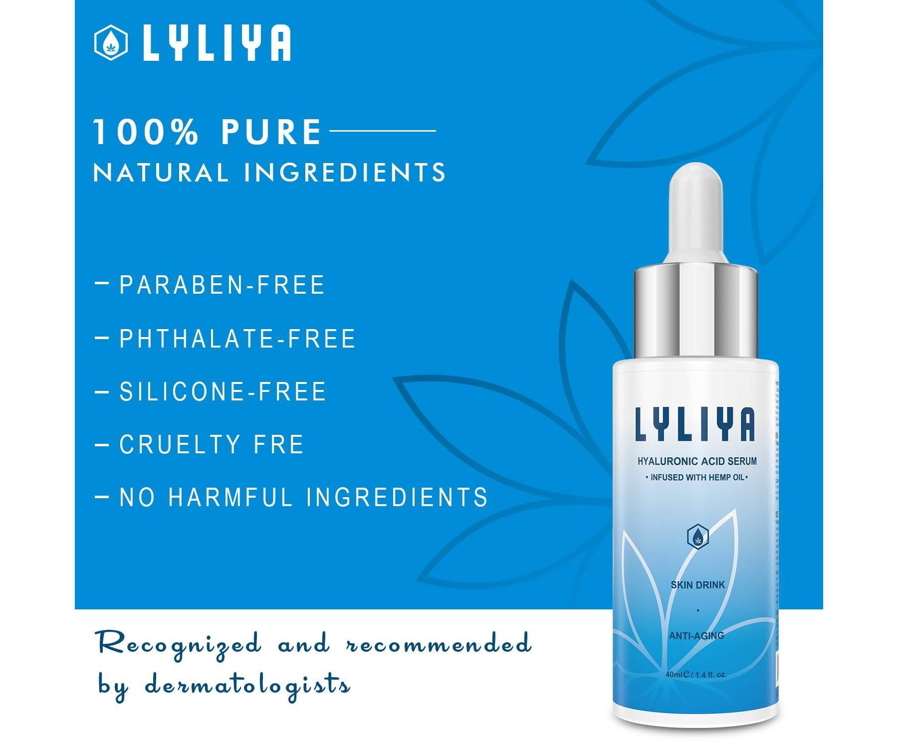 Marke: LYLIYA - Hanf + Hyaluronsäure 40ml - Anti Aging Serum