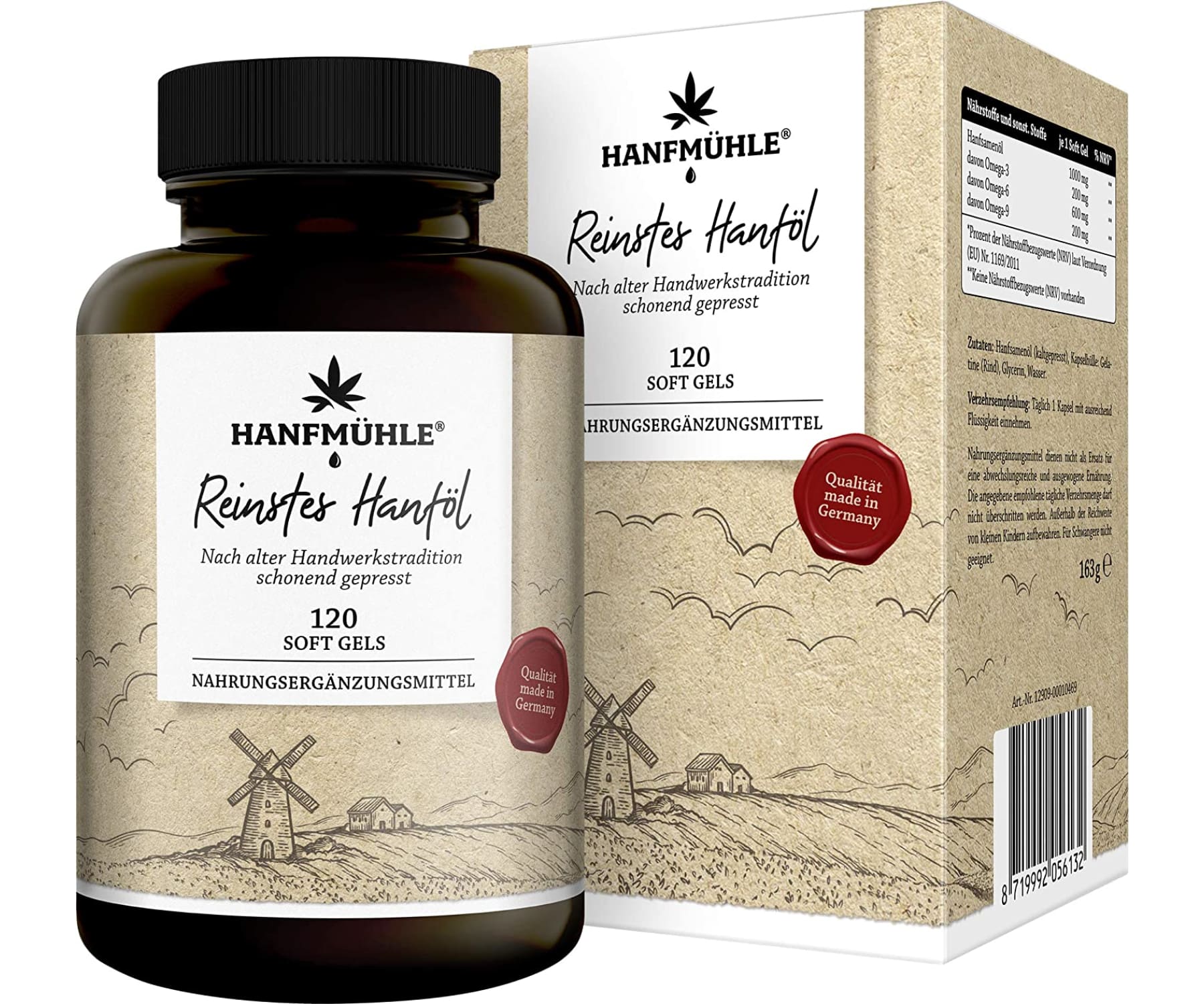 Hanf&Hemp - Hanfmühle Hanfsamenöl 120 Kapseln à 1000mg - Kaltgepresst