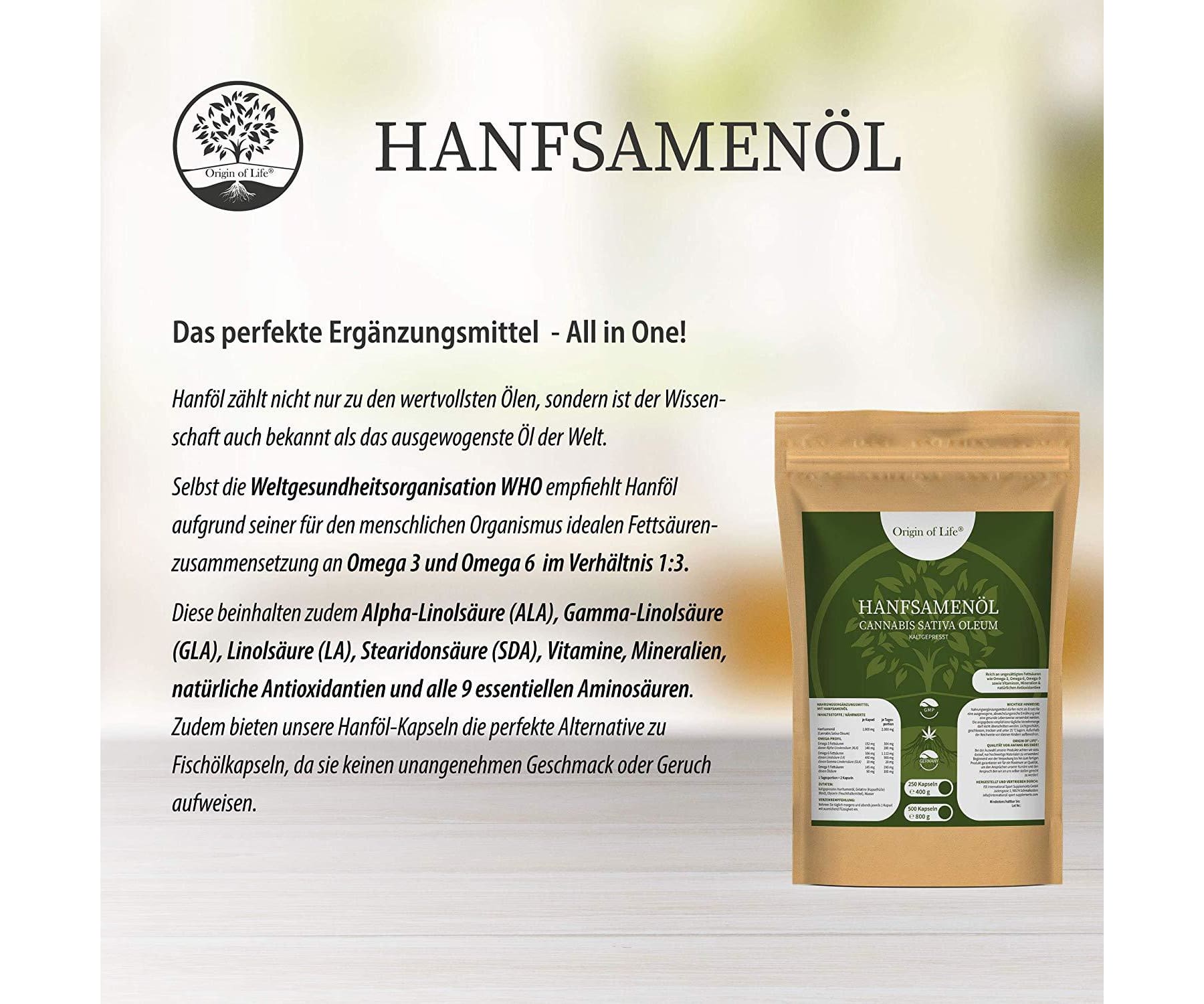 Hanf&Hemp - Hanföl 250 Softgel Kapseln HOCHDOSIERT mit 2000 mg Tagesportion