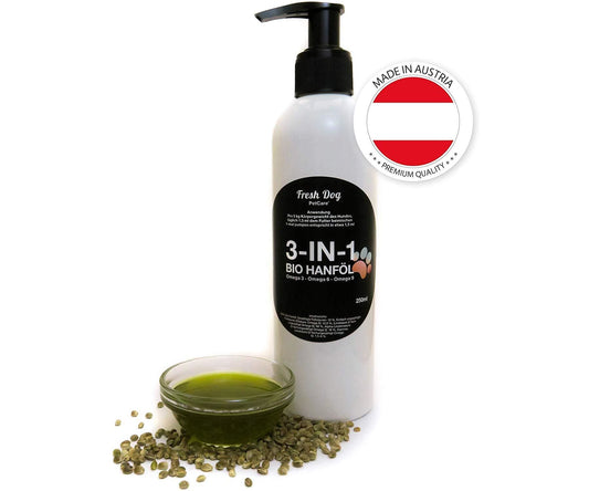 Hanf und Hemp - Hanföl für Hunde Hanfsamenöl kaltgepresst und Bio - 250ml