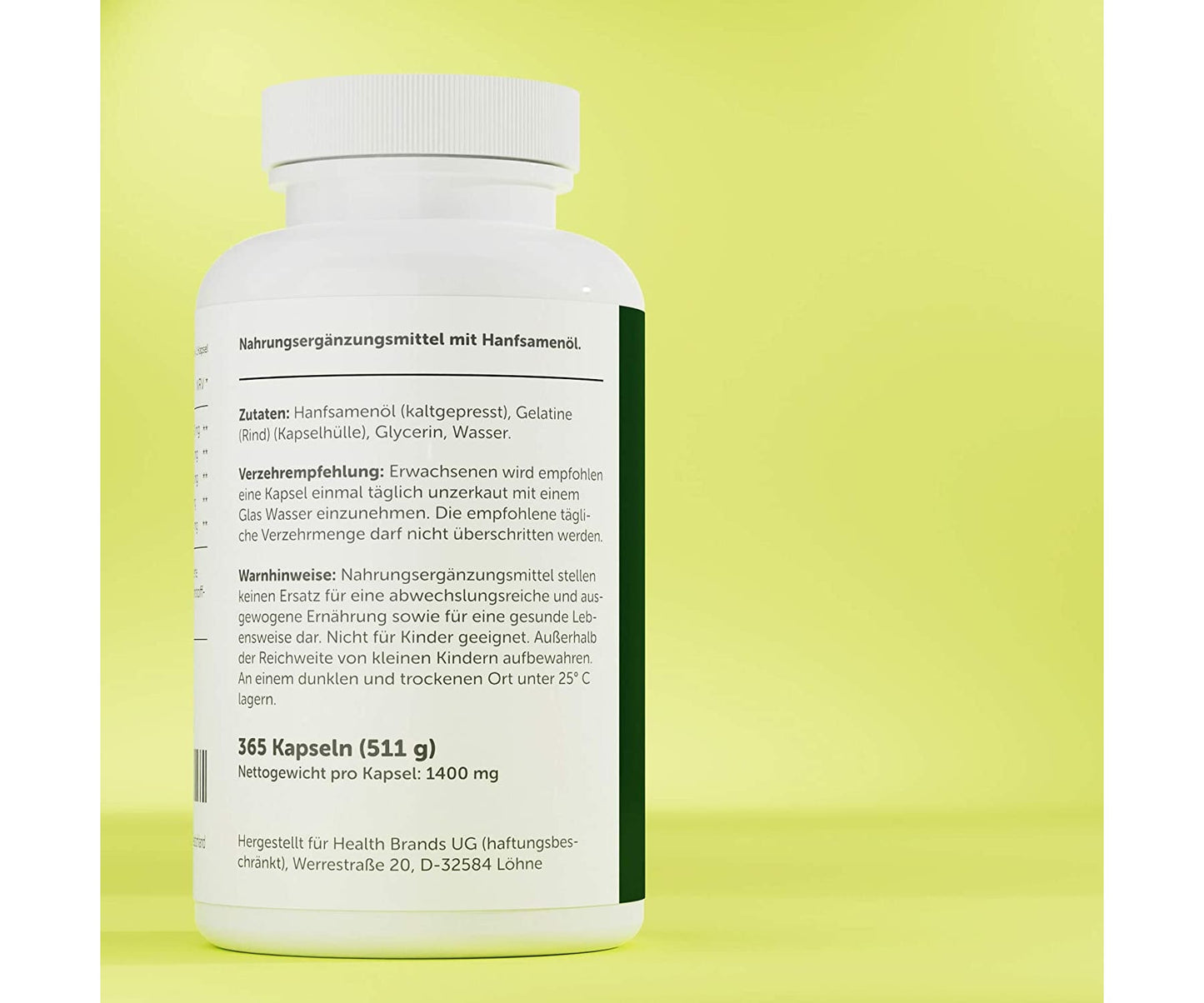 Pharmasupps - Hanföl Softgel 365 Kapseln mit Omega 3-6-9