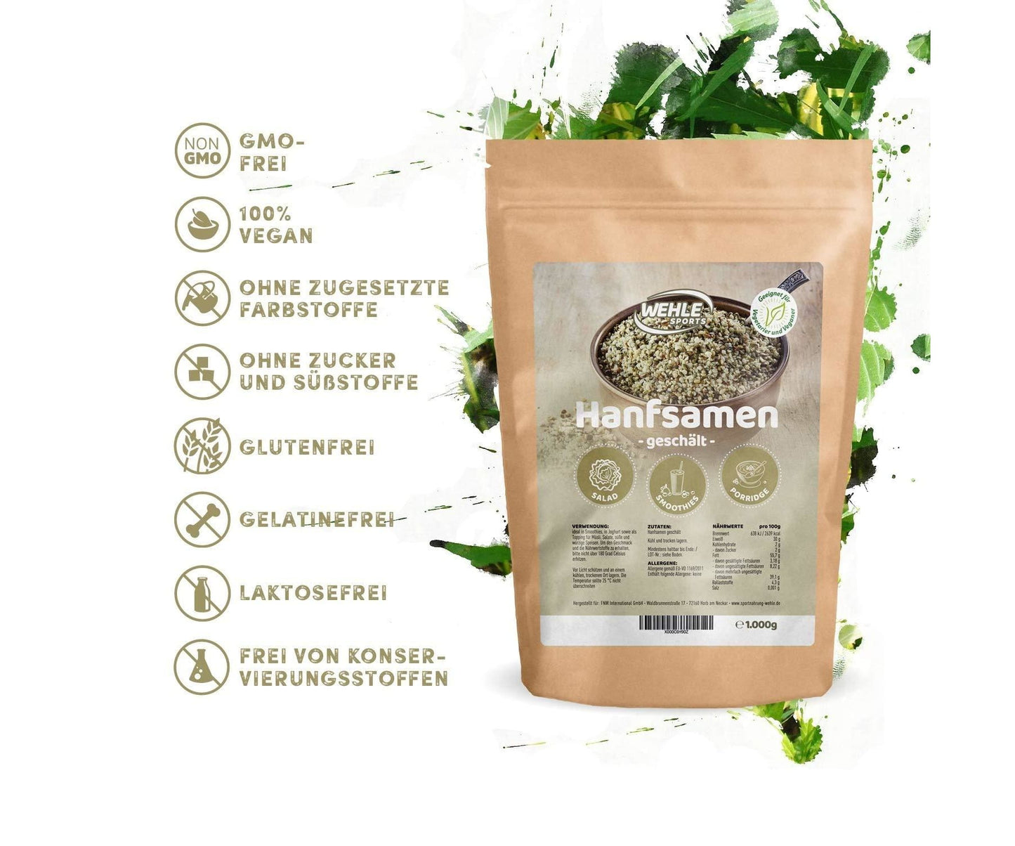 Hanf&Hemp - Hanfsamen natürliche Eiweißquelle + Omega 3 - 1kg - Fettsäuren