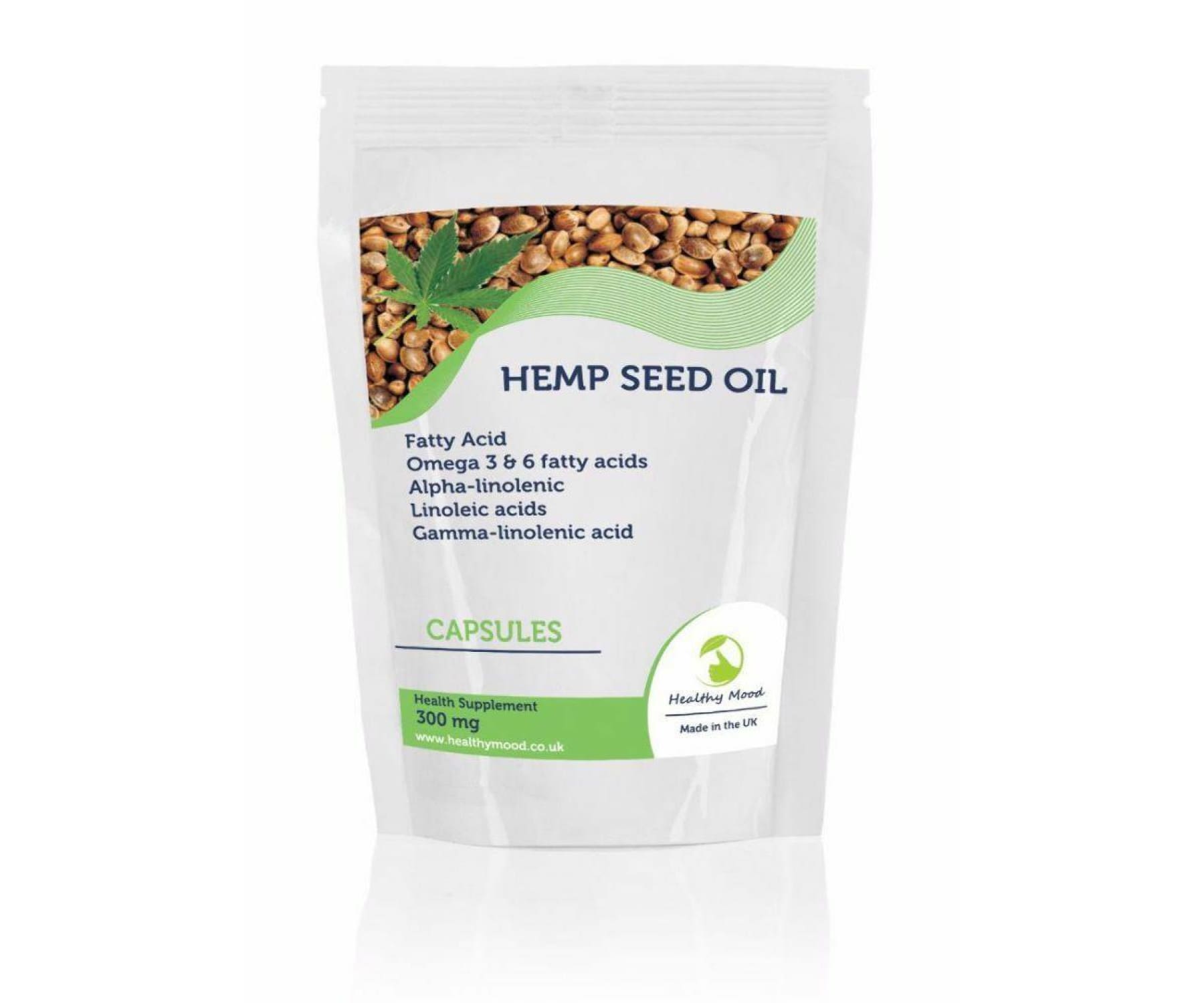 Hanf und Hemp - Hanfsamenöl 300mg Fettsäuren Omega 3 6 9 - 60 Kapseln