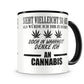 Hanf und Hemp - Ich denke an Cannabis Tasse Kaffeetasse (schwarz / schwarz H:95mm / D:82mm)