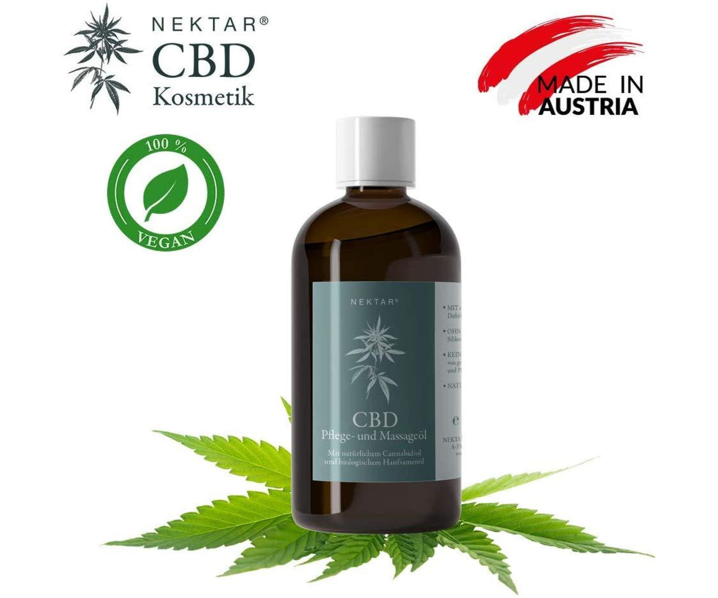 Hanf und Hemp - Nektar CBD Pflege- & Massageöl für Muskeln & straffere Haut - Anti Aging