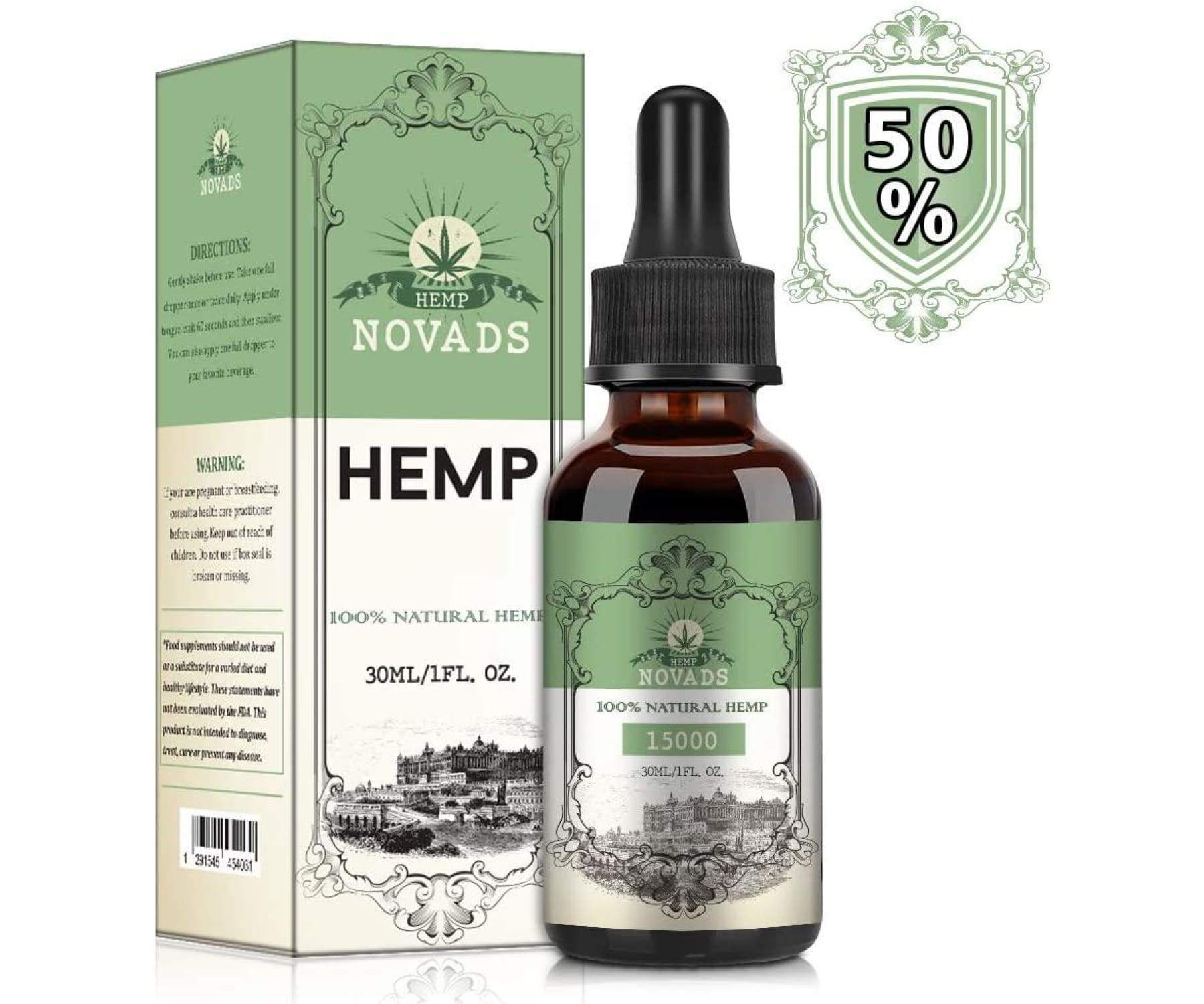 Hanf und Hemp - Novads Hanföl - Goldenöl Tropfen 10ml (15000mg - 50%)