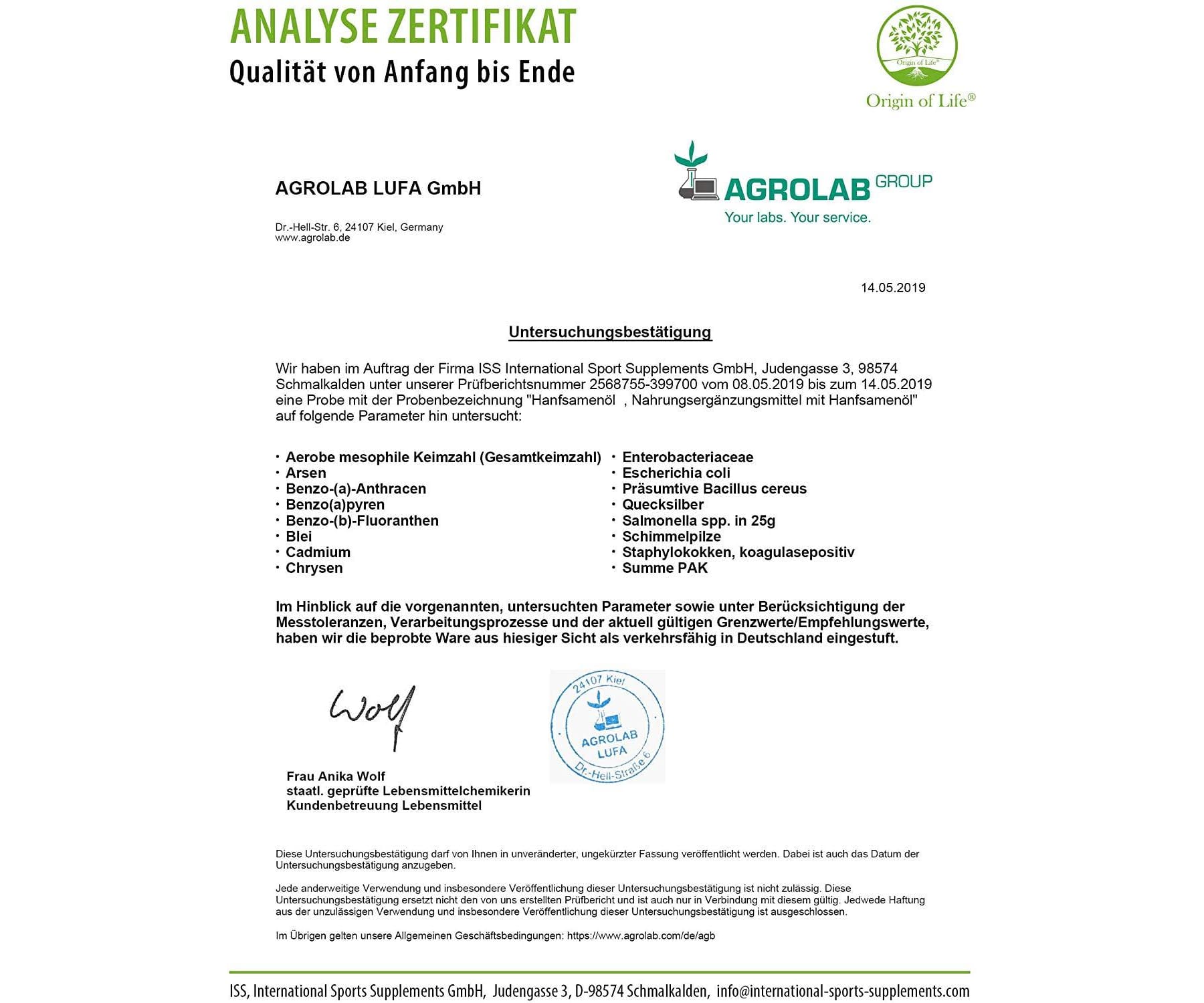Hanf und Hemp - Origin of Life Hanföl 180 Softgel Kapseln à 1000mg