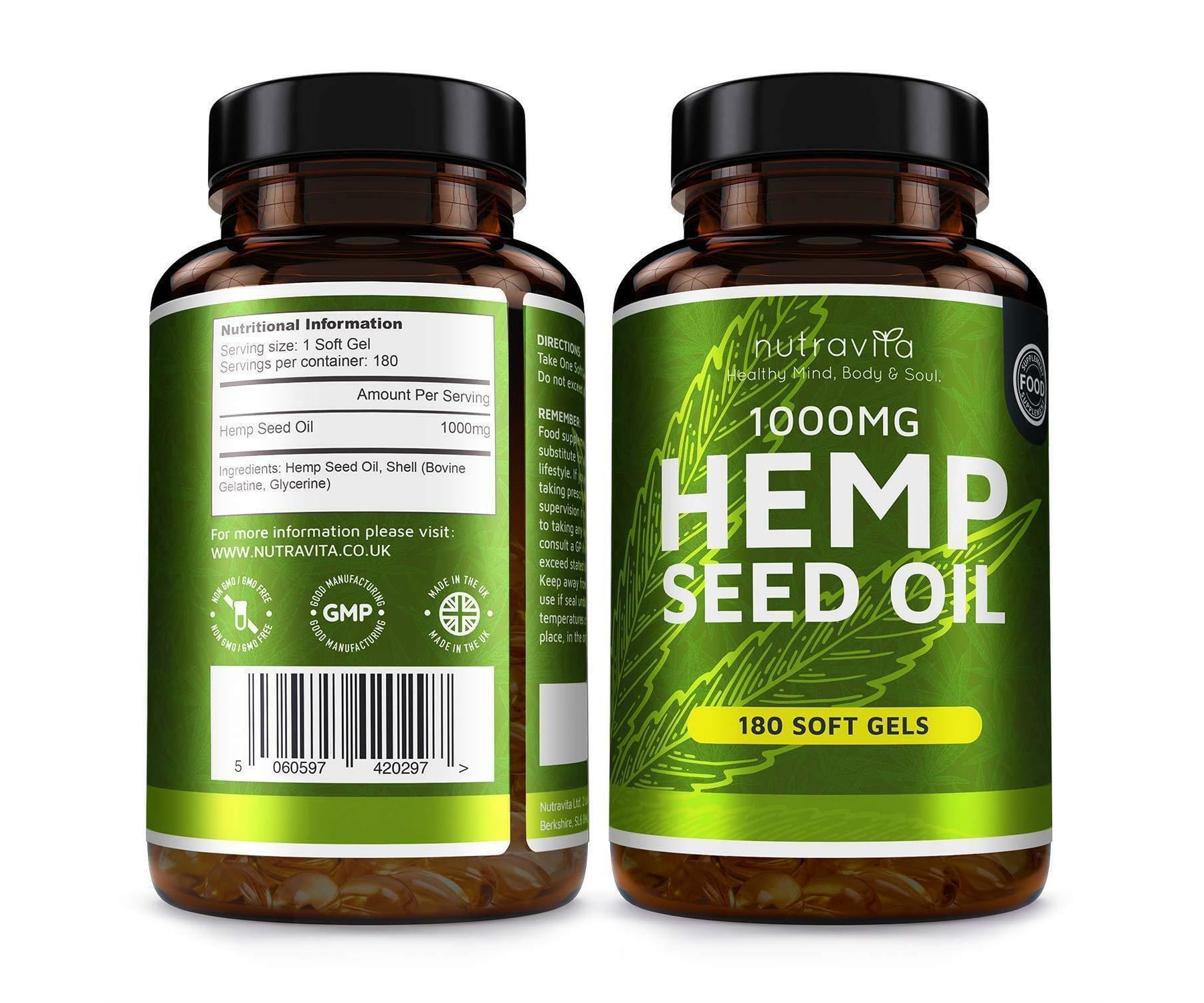 Hanf und Hemp - Original Nutravita Hanfsamenöl 1000Mg 180 St. Cannabis Sativa