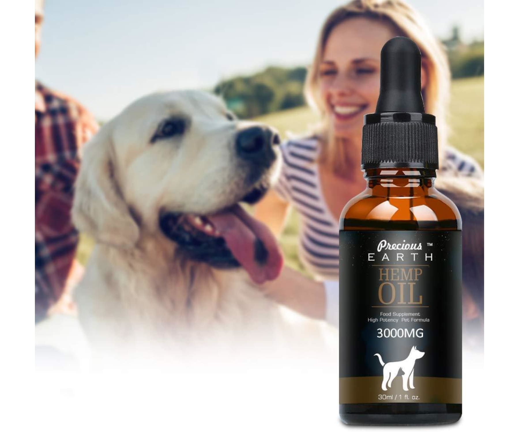 Hanf und Hemp - PRECIOUS EARTH Natürliches Hanföl für Hunde und Katzen - 3000mg