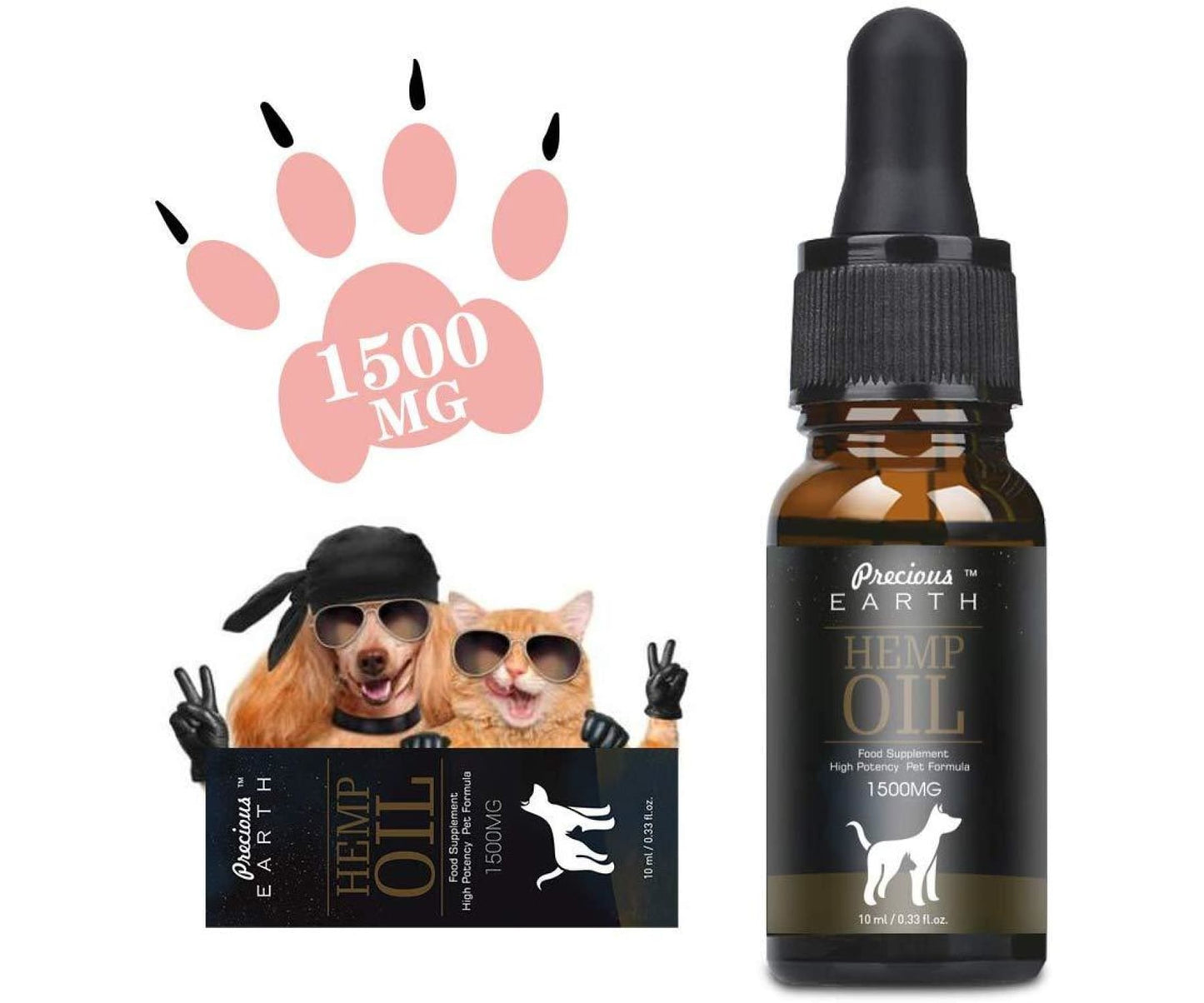 Hanf und Hemp - PRECIOUS EARTH Natürliches Hanföl für Hunde und Katzen - 3000mg