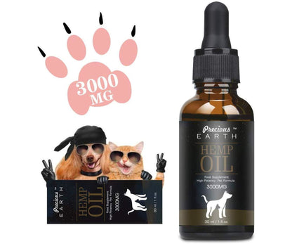 Hanf und Hemp - PRECIOUS EARTH Natürliches Hanföl für Hunde und Katzen - 3000mg