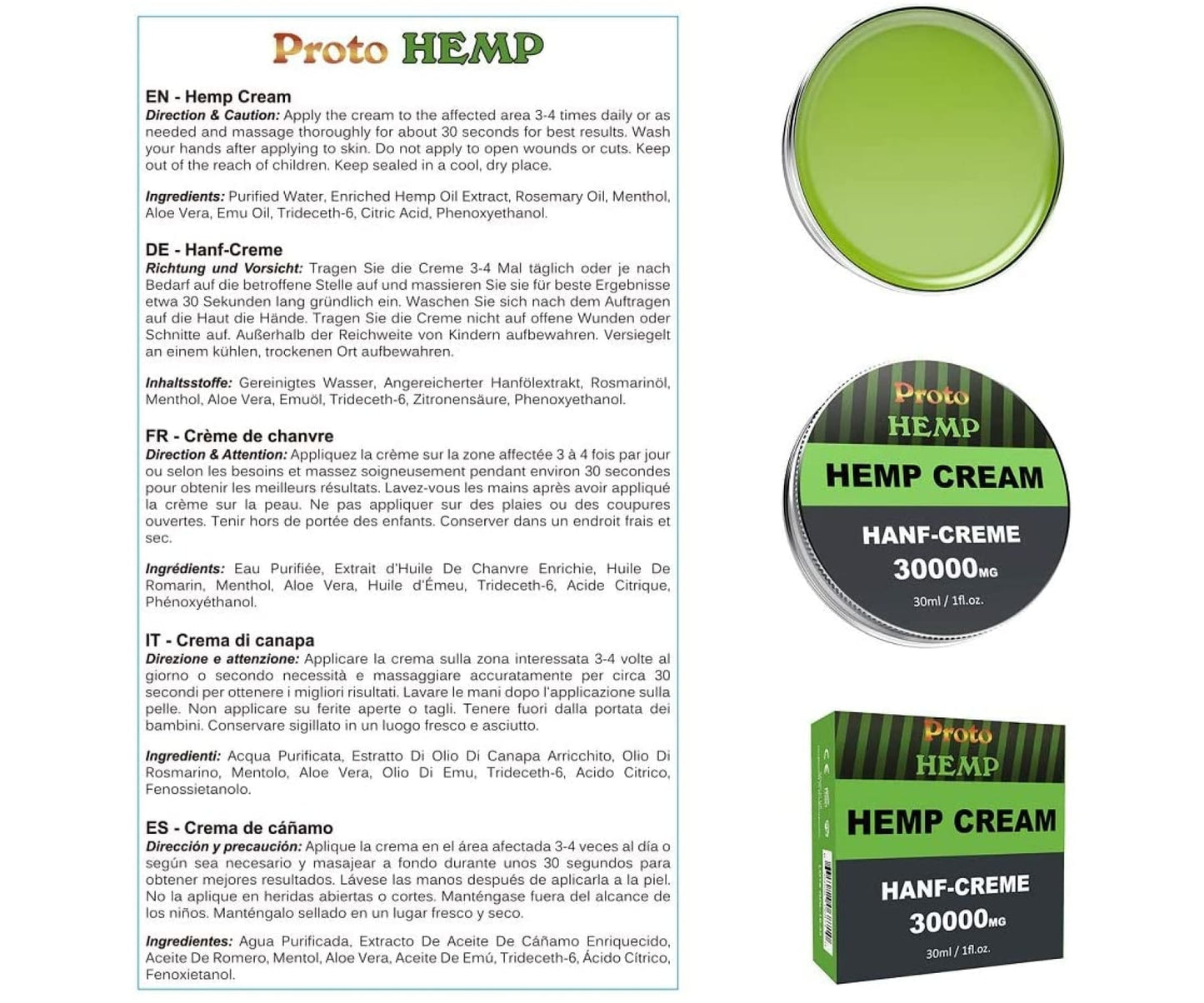 Hanf&Hemp - ProtoHemp natürliche Hanf Creme 30ml