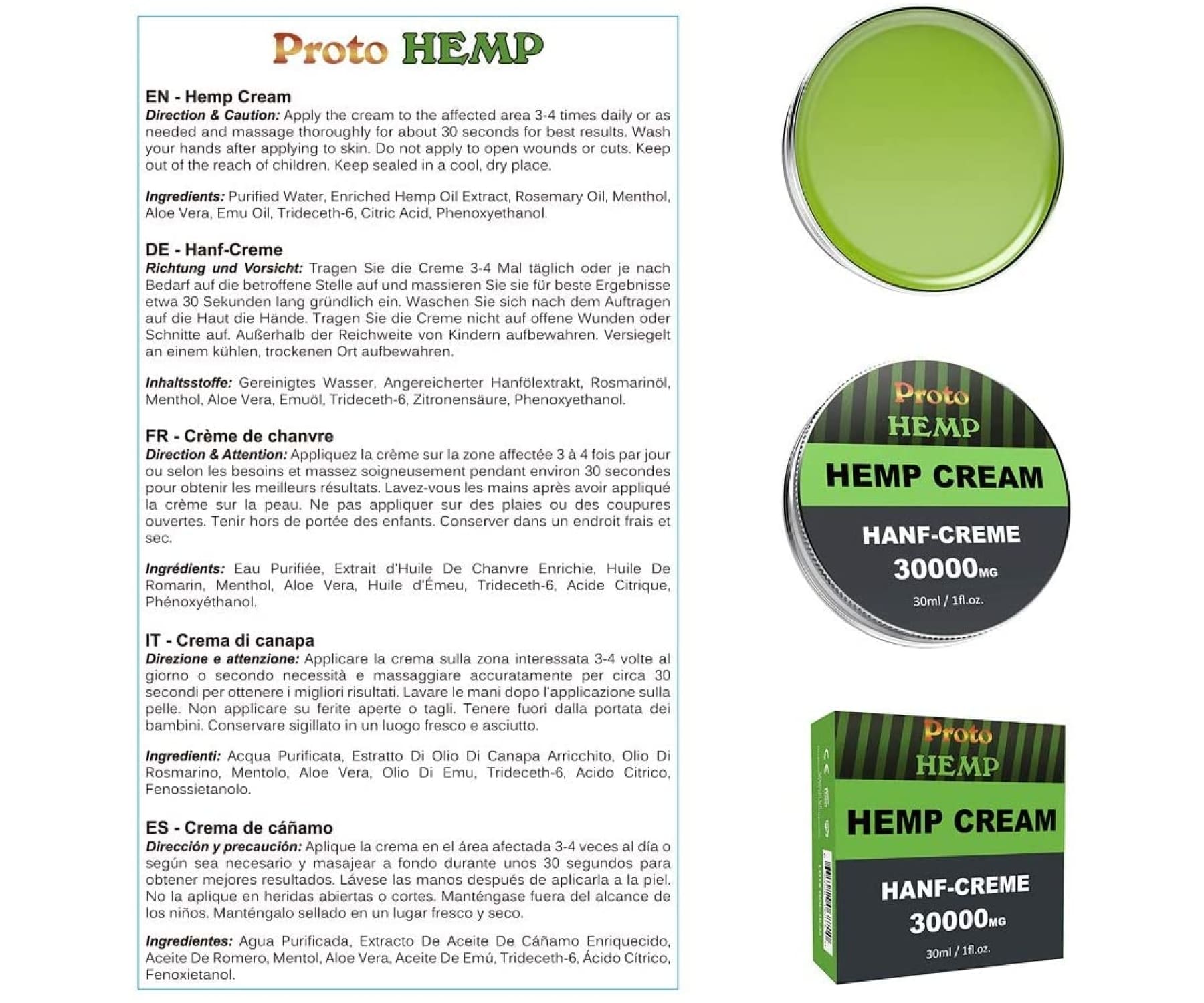 Hanf&Hemp - ProtoHemp natürliche Hanf Creme 30ml