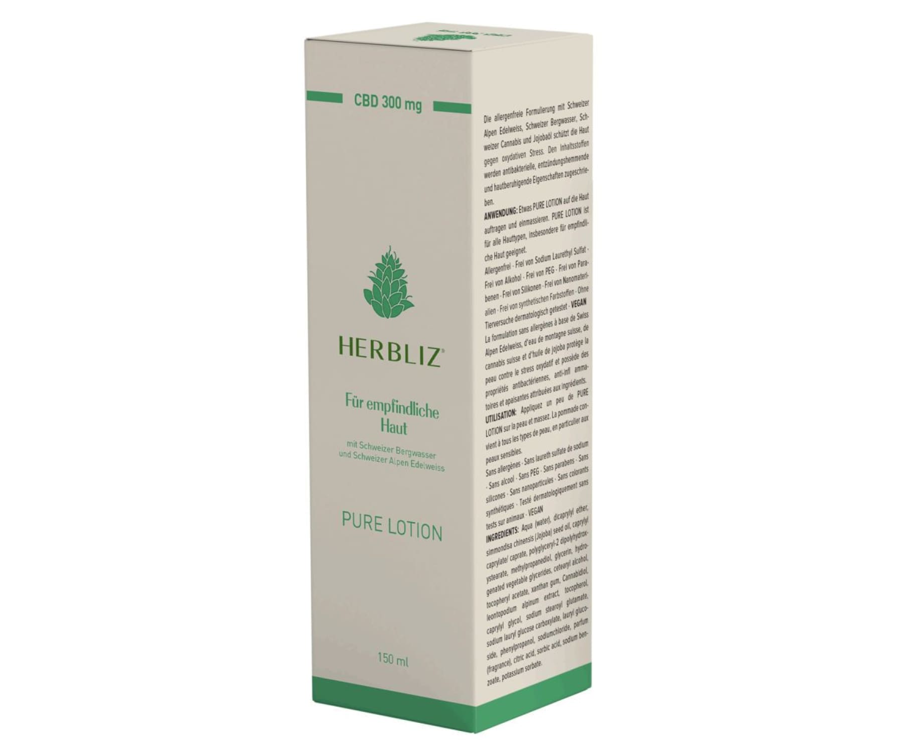 Hanf und Hemp - Pure CBD Lotion 300mg - Herbliz