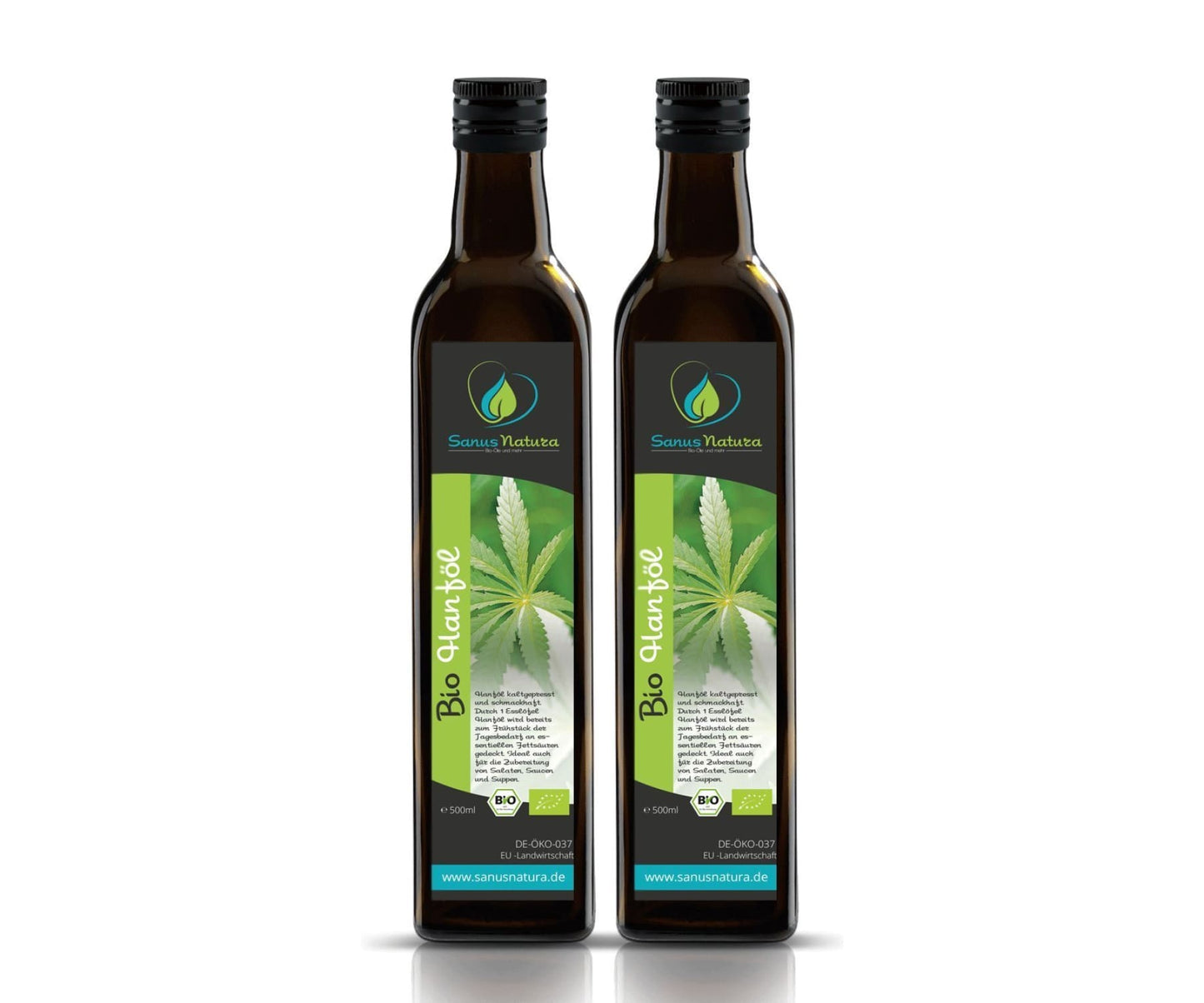 Hanf&Hemp - Sanus Natura Bio Hanföl 1000ml Glasflasche - Omega 3 6 9 - Küche Kochen