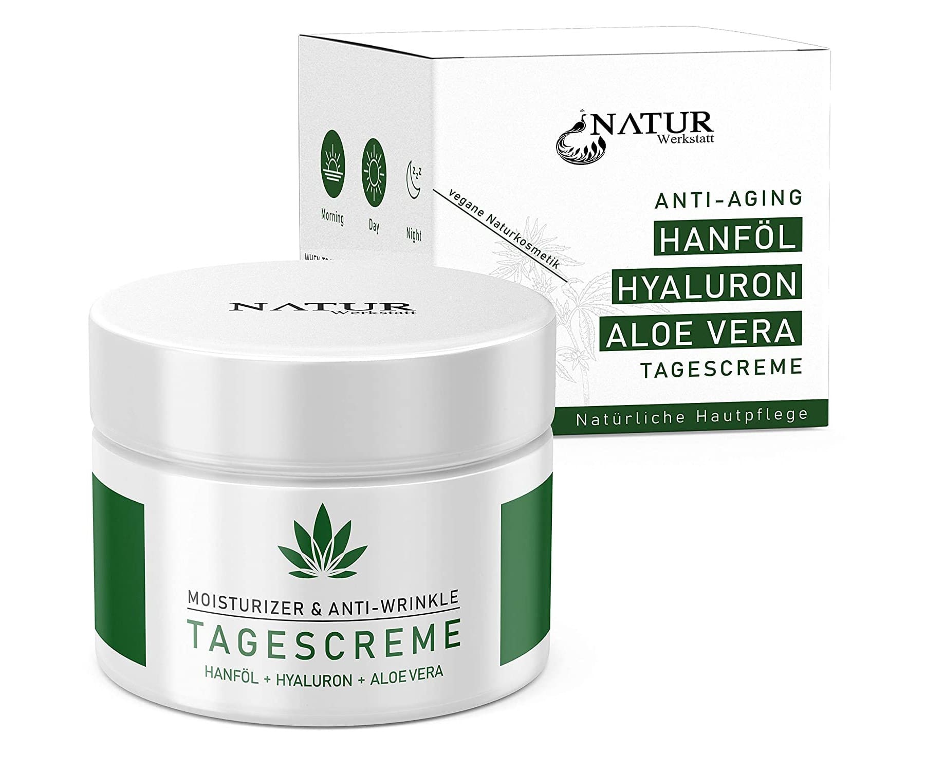 Natur-Werkstatt - Tagescreme mit Hyaluron & Hanföl auf Aloe Vera Basis 50ml