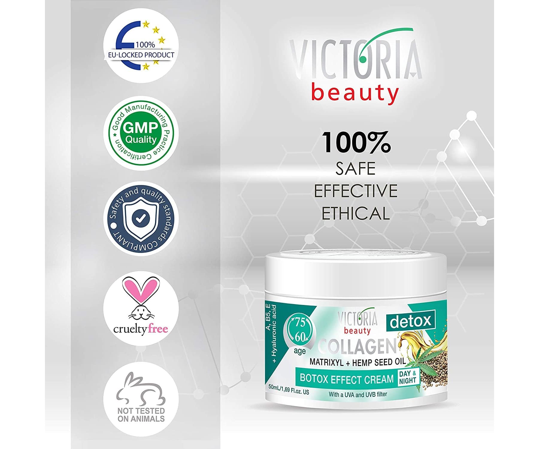 Hanf und Hemp - Victoria Beauty – Kollagen Creme mit Hanföl und Matrixyl 50ml